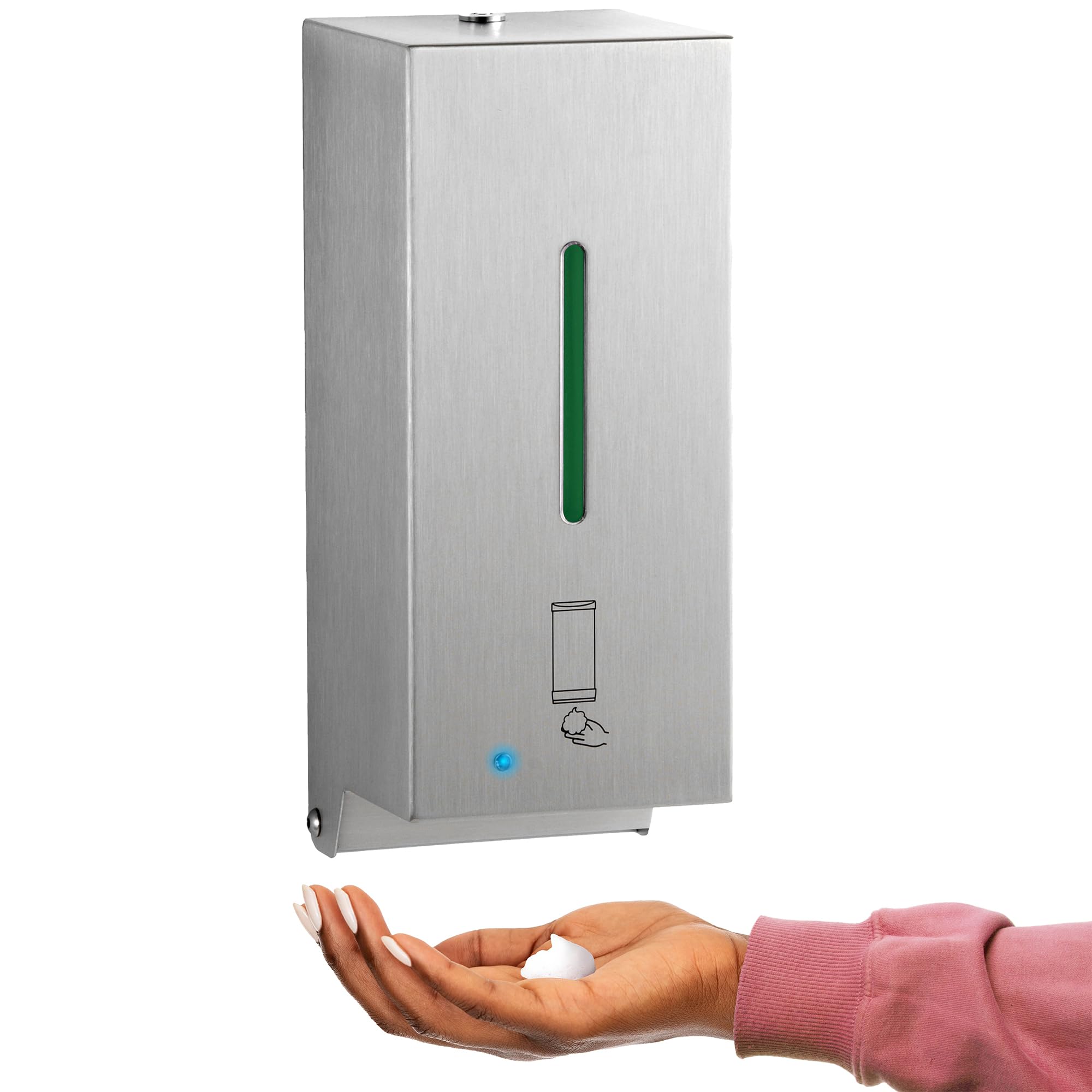 BOBRICK 2013 Stainless Steel Automatic Wall-Mounted Foam Soap Dispenser, Satin Finish, 27-FL oz. 4-1/4    W, 10-17/32    H, 4-7/