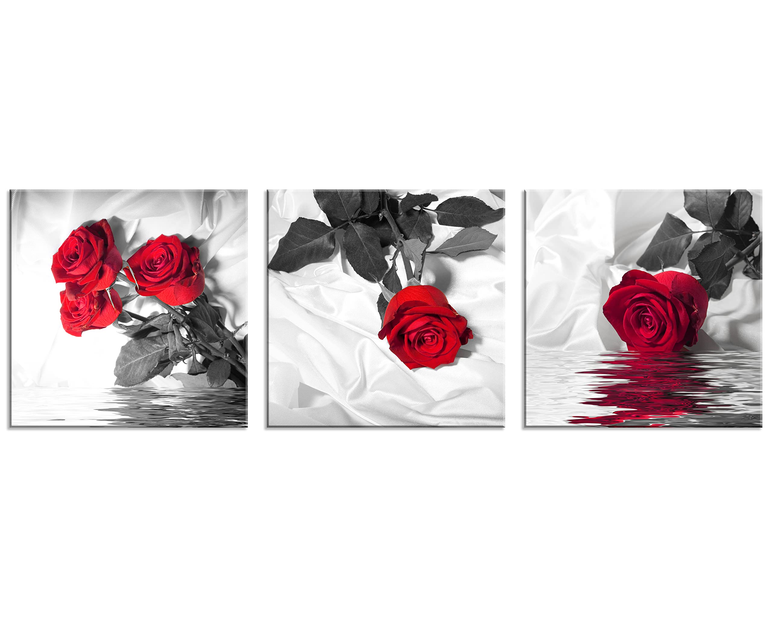 Nan Wind Canvas Print 3 Pcs Black White And Red Wall Art Rose Wall Decor Abstract Decorations Flower Picture On Canvas For Home