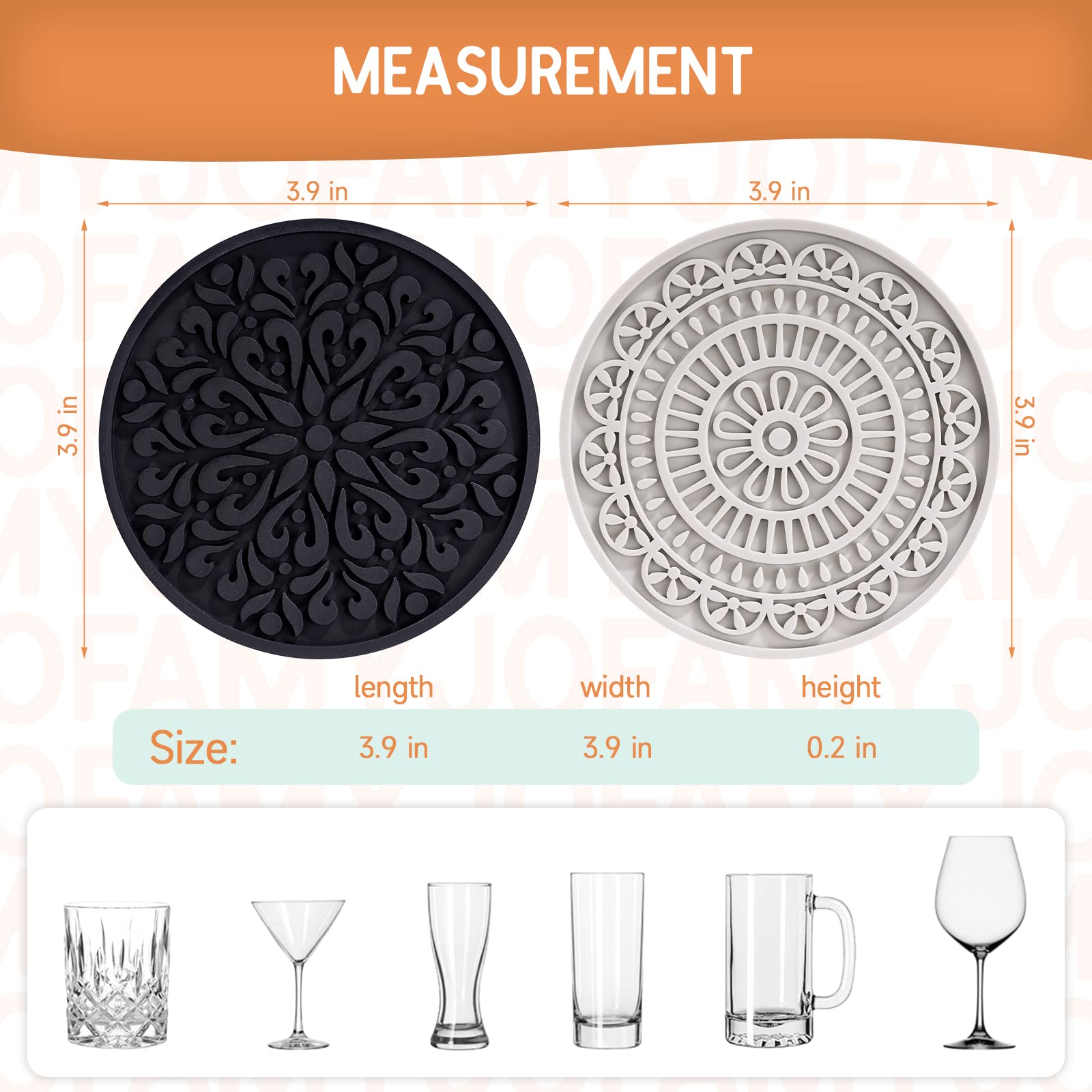 8 Pcs Boho Coasters For Drinks, Silicone Coasters With Holder, Boho Style Grooved Pattern, Tabletop Protection Coasters For Outd