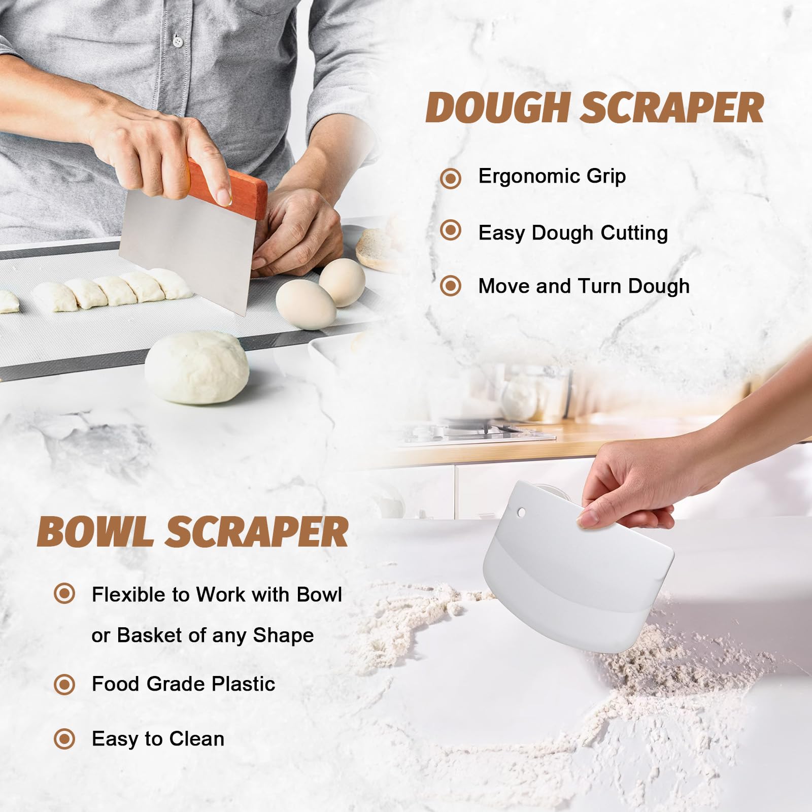 Sourdough Proofing Basket Gift Set, 9 Round And 10 Oval Banneton Bread Baking Supplies, Sourdough Baskets With Bread Lame, D