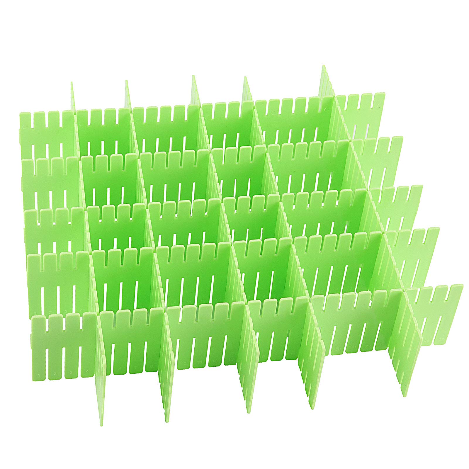 ZOENHOU 60 PCS Green Drawer Dividers, 12.6 x 2.8 Inch Adjustable Premium Plastic Drawer Divider Organizers for Makeup Drawers De