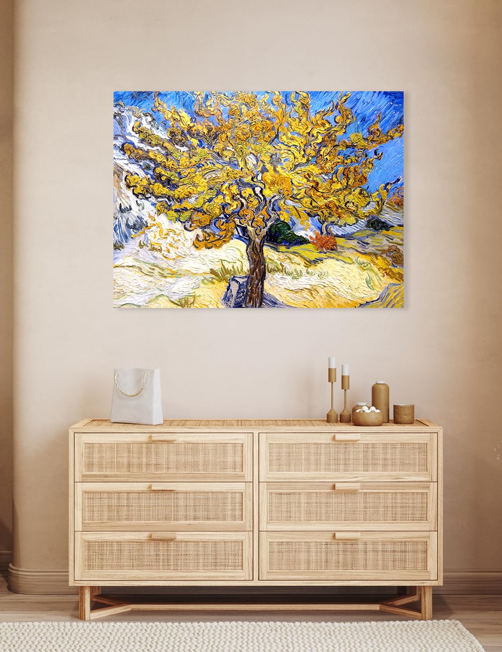 Decorarts - The Mulberry Tree, Vincent Van Gogh Reproductions. Oversize Giclee Canvas Print Wall Art For Home Wall Decor. 40 X30