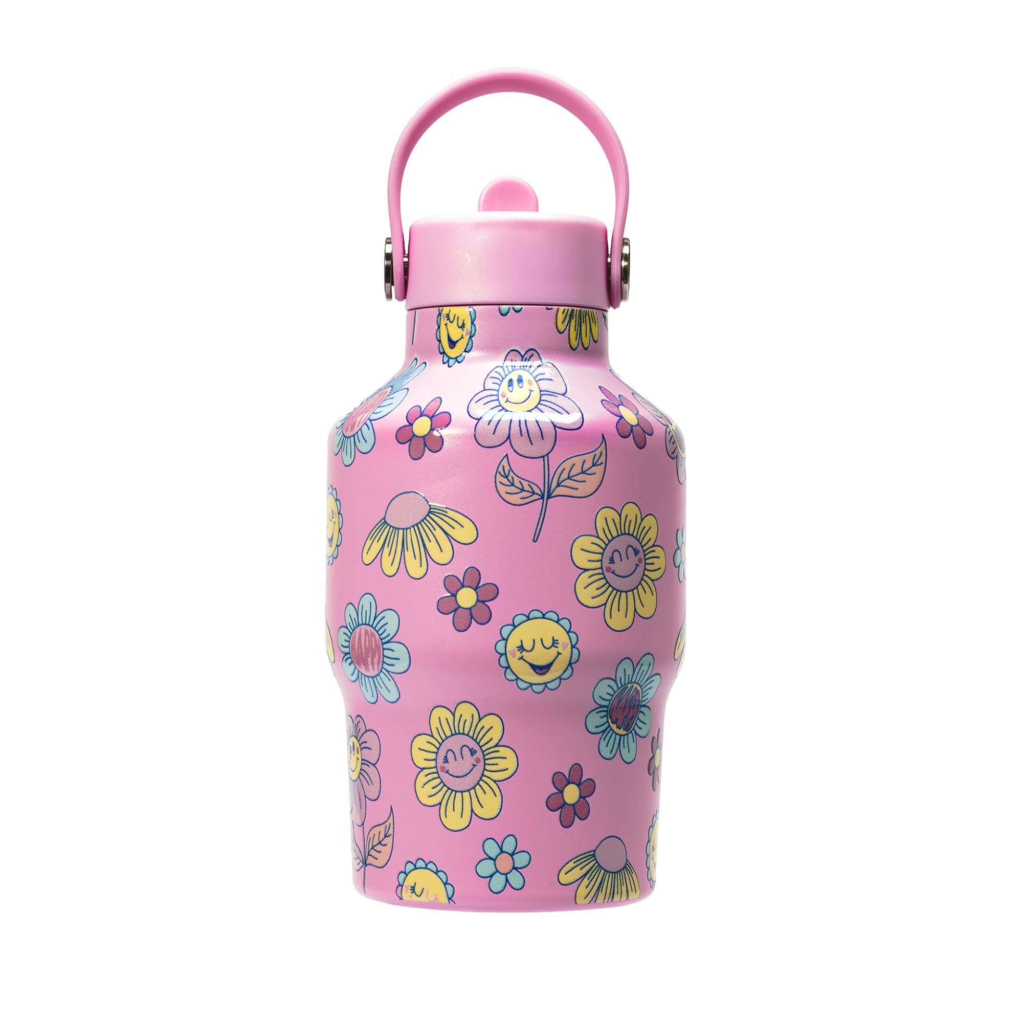 Mayim Mini Flow Trail Kids Water Bottle 15 oz, FlipUp Straw, Carry Handle, Vacuum Insulated Stainless Steel, Leak Proof, 12 Hou