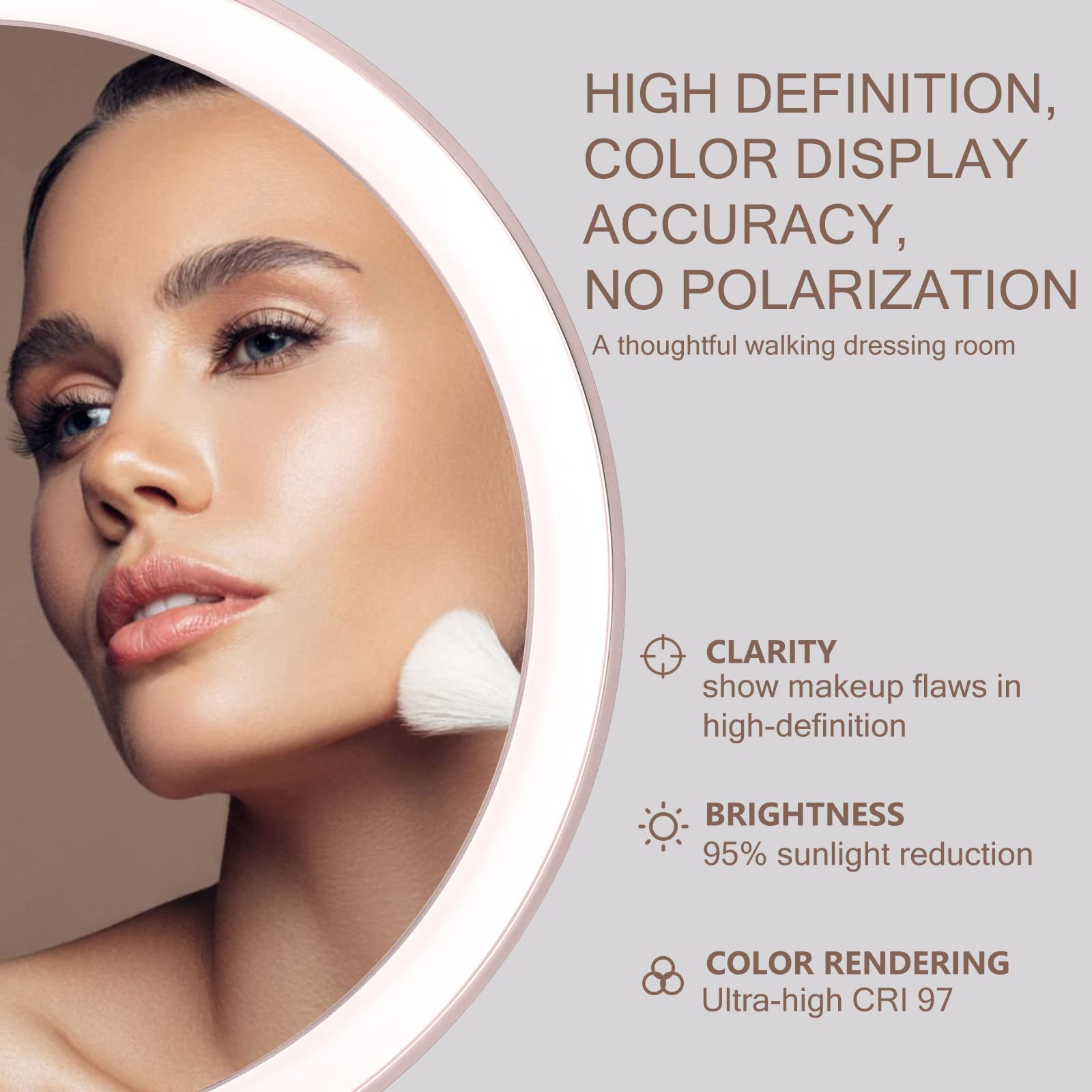 AMIRO Professional 8 LED Lighted Makeup Mirror with 5-Level Brightness, with 5X Magnifying Small Mirror, Tabletop Rechargeable C