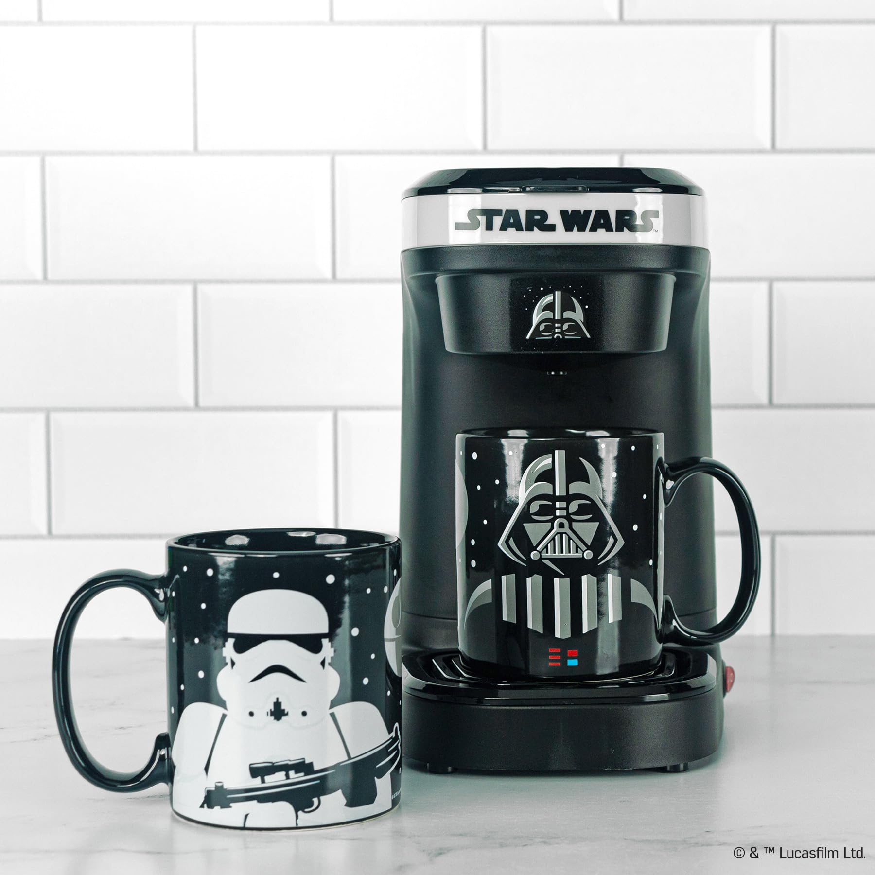 Uncanny Brands Star Wars Darth Vader And Stormtrooper Single Cup Coffee Maker Gift Set With 2 Mugs