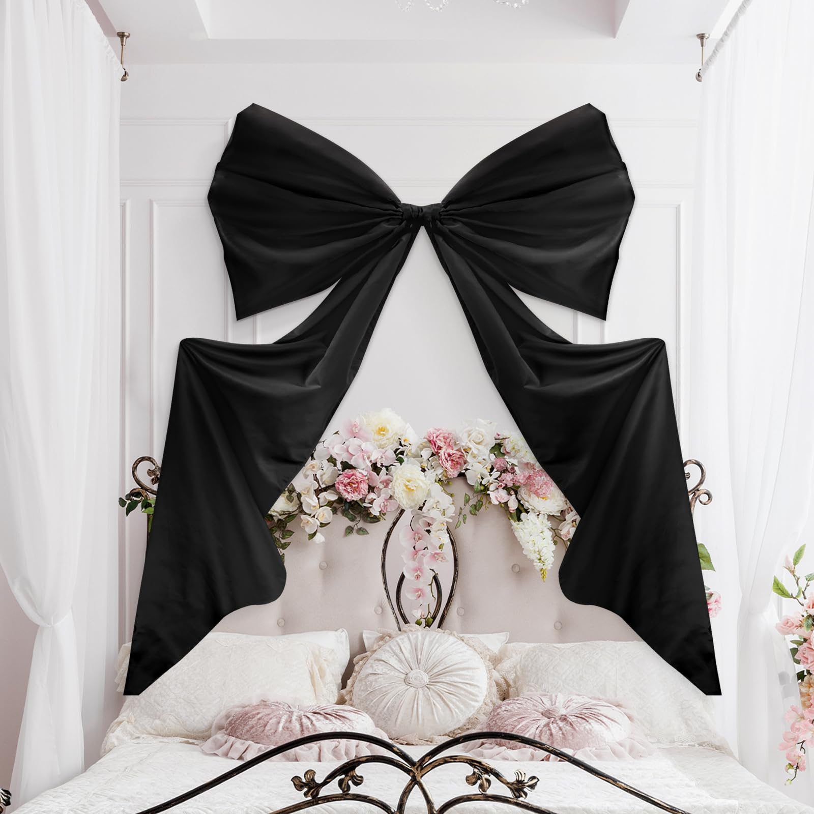 Wavwavw Big Wall Bow Decorations 39 x 72 Inch Giant Birthday Party Decor Ribbon Hanging Tie Bow Decor for Coquette Party Baby Sh