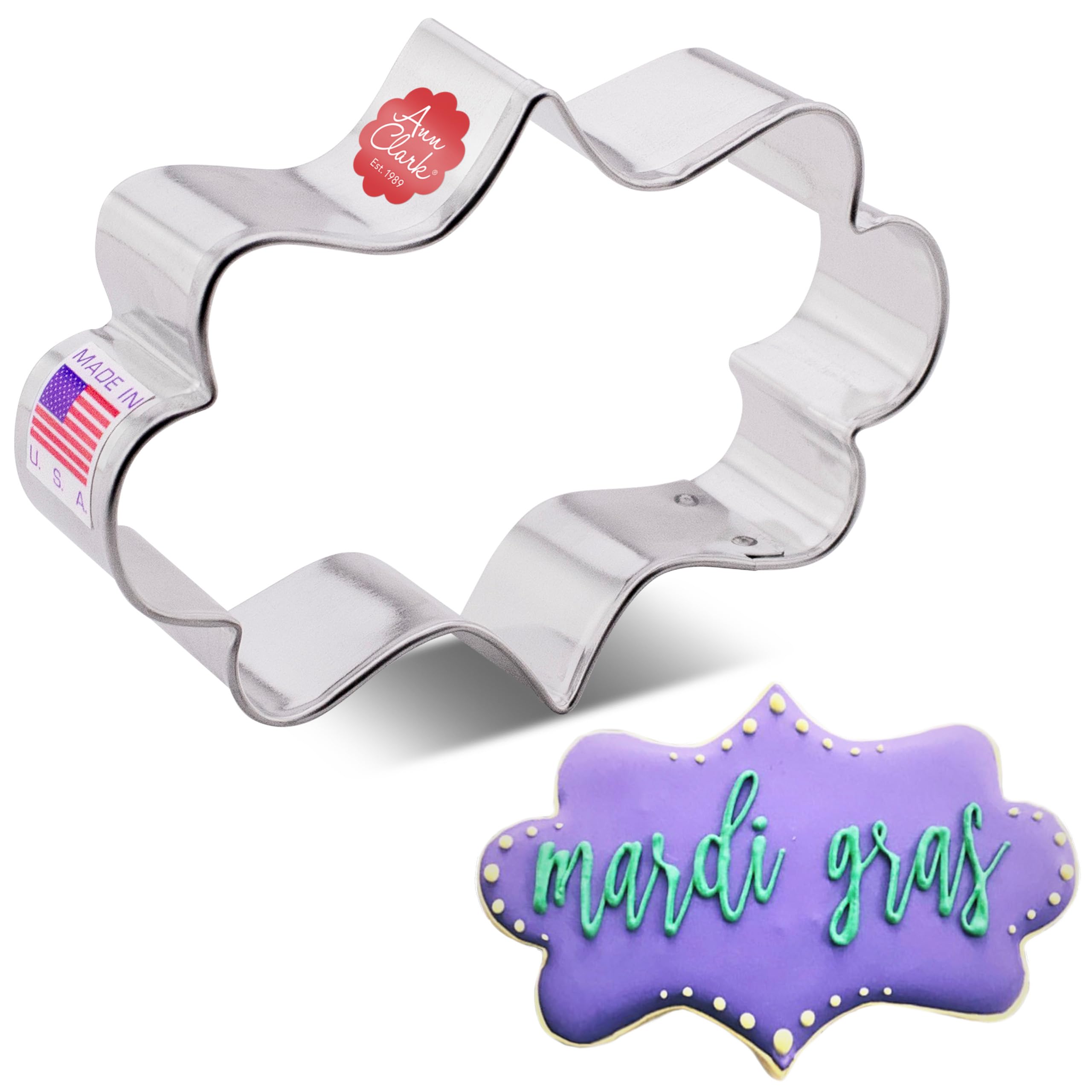 Fancy Plaque Cookie Cutter 4'' Made In Usa By Ann Clark