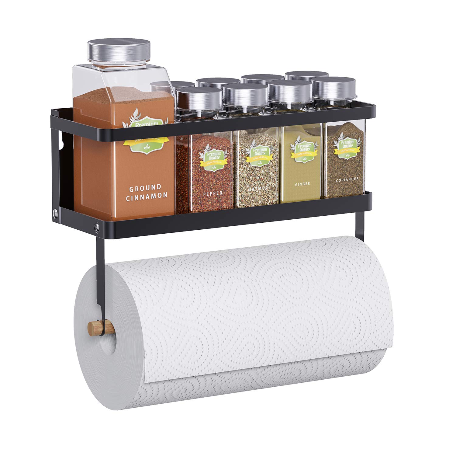 Magnetic Spice Rack, Thipoten 2-In-1 Foldable Strong Magnetic Shelf With Paper Towel Holder, Perfect Space Saver For Small Kitch