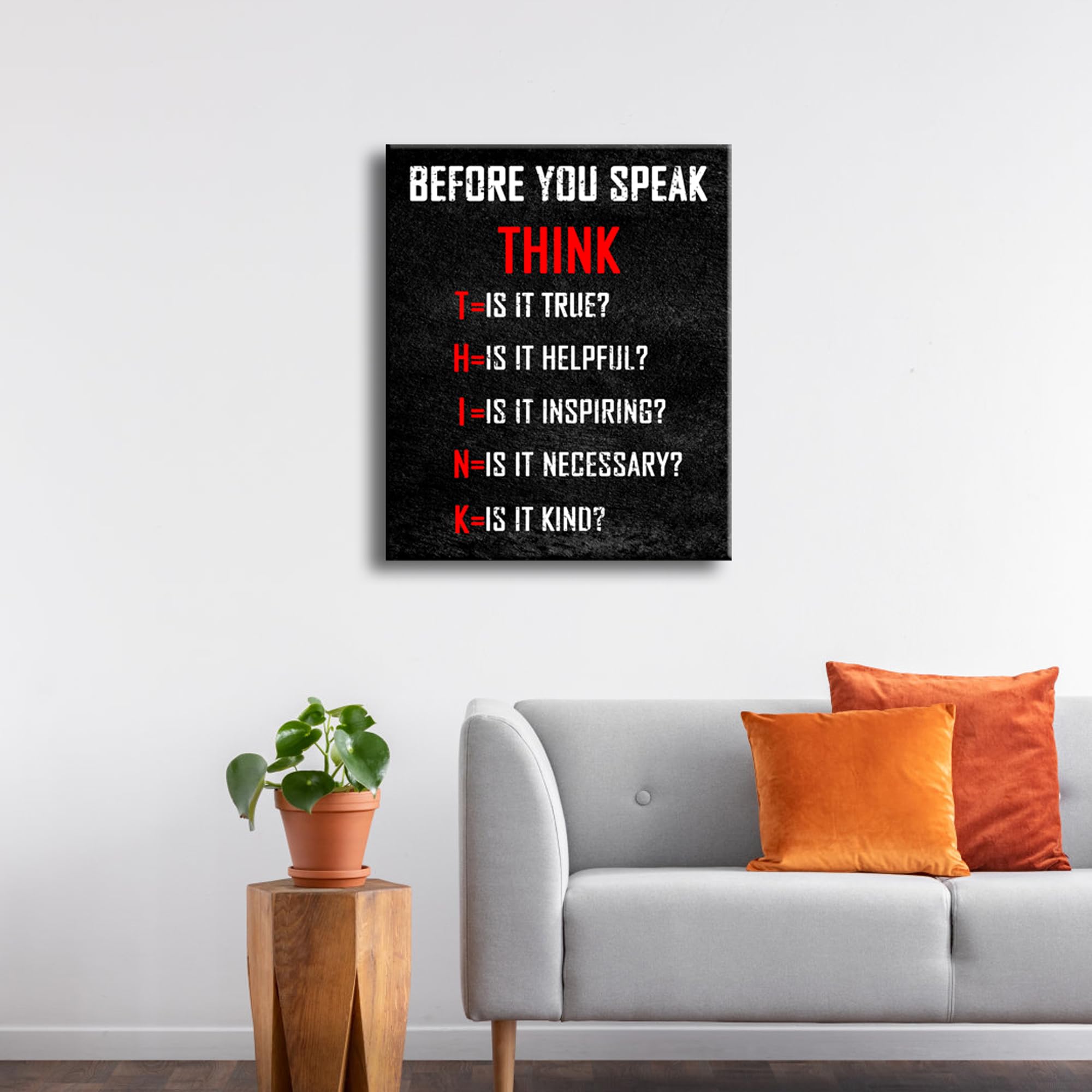 Pyradecor Large Motivational Think Before You Speak Classroom Positive Quotes Inspirational Poster Canvas Prints Wall Art For Of