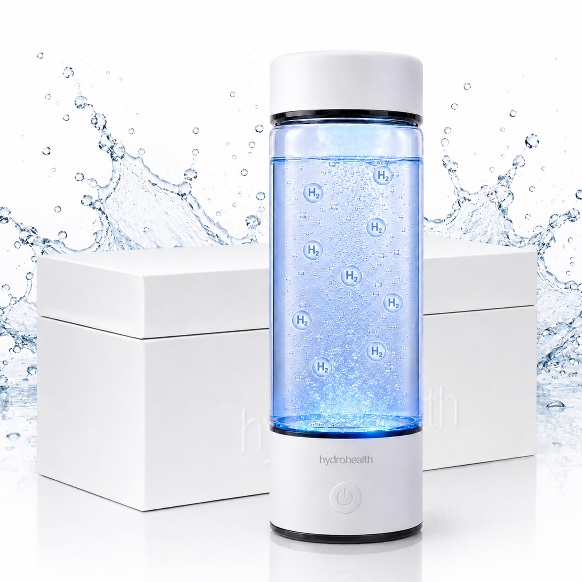 Hydrohealth Hydrogen Water Bottle for Kidney, Liver, Heart & Gut Health | 1600PPB with Advanced SPE/PEM Technology Filter | Rech
