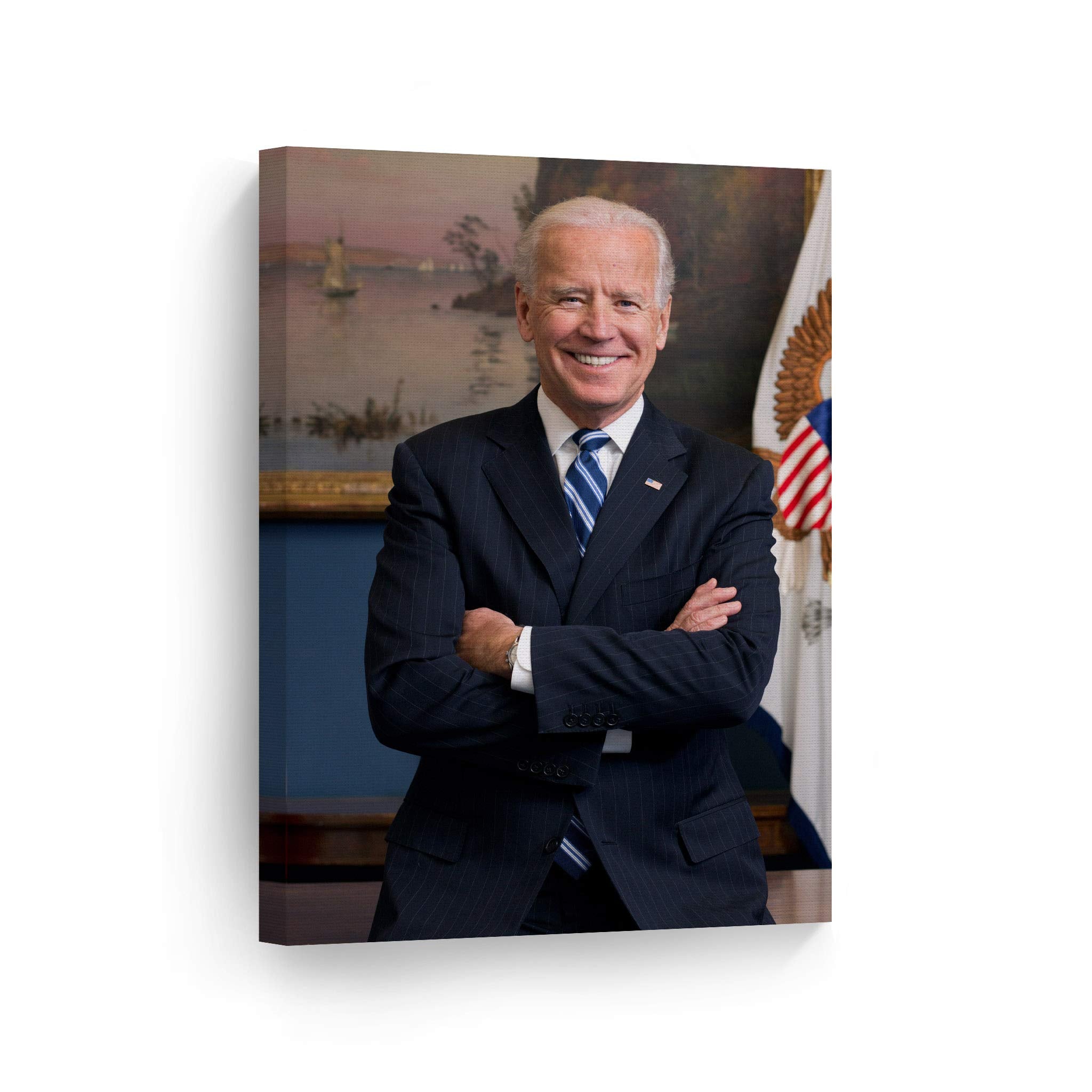 Smile Art Design 46Th President Of The United States Of America Joe Biden Portrait Canvas Wall Art Print American History Politi