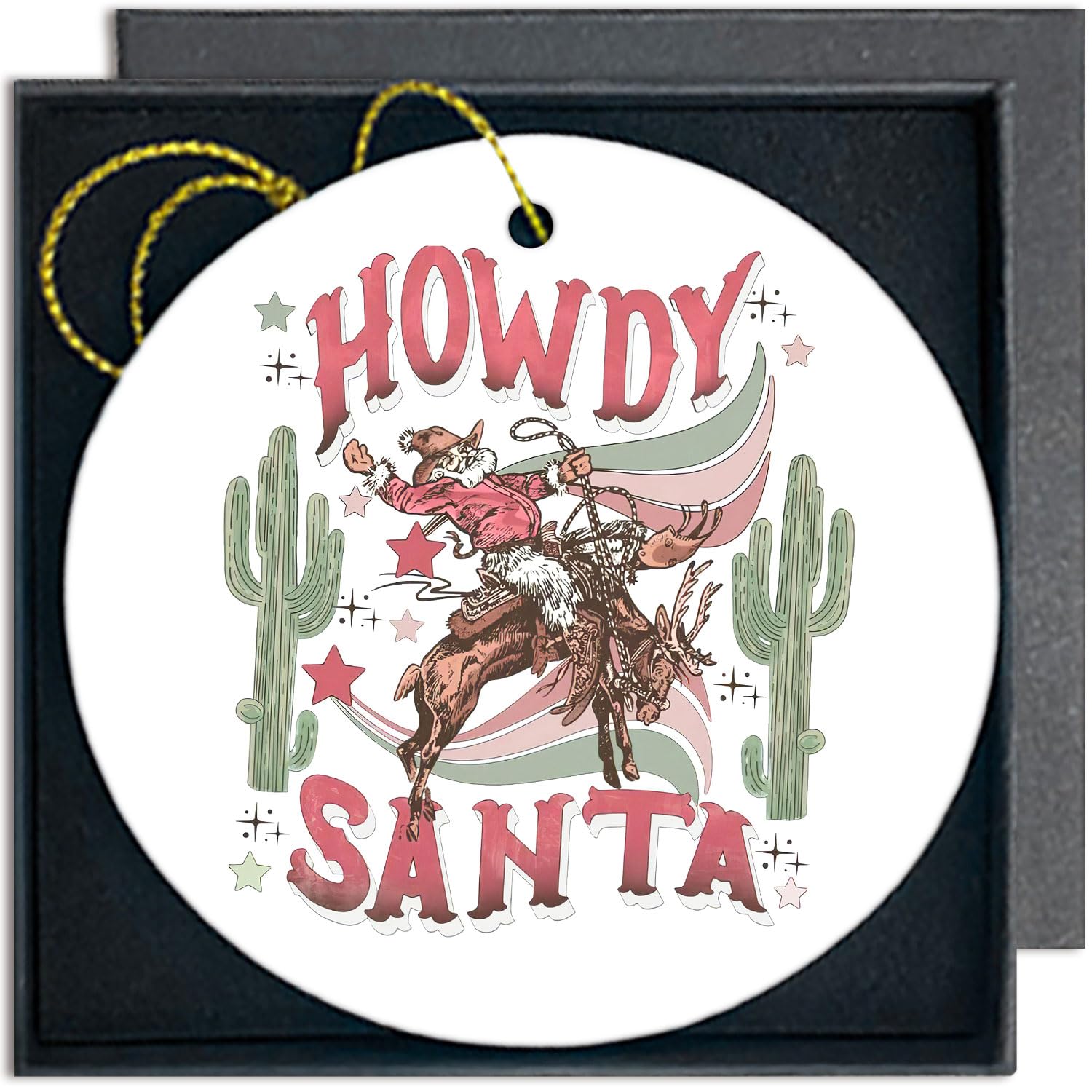 Santa & Cowboys Christmas Ornaments - Western Decorations for Tree
