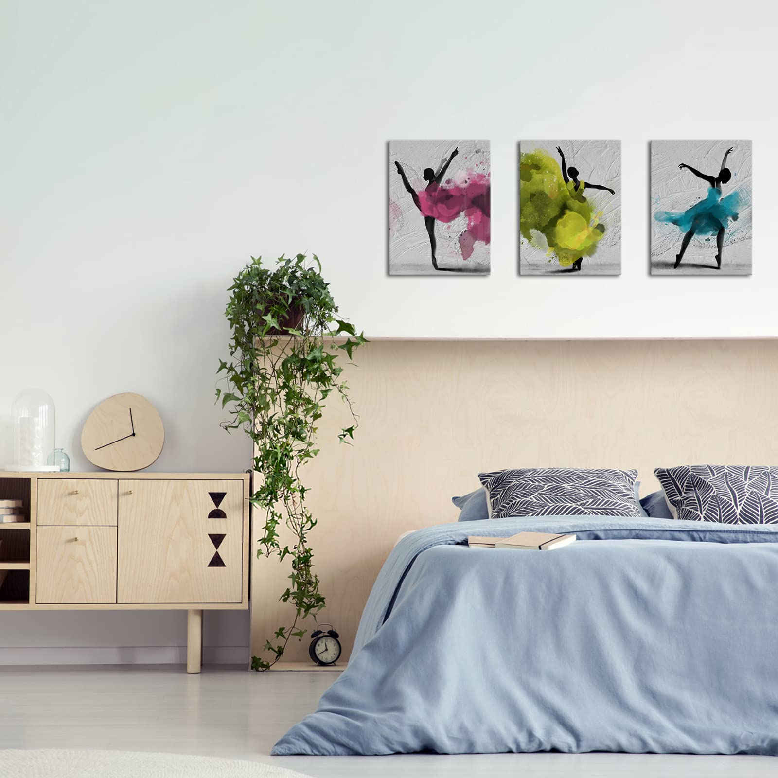 Apicoture Ballet Dance Canvas Wall Art - Abstract Ballerina Prints, 12x16in, Waterproof Polyester, Multi, 3 Pieces