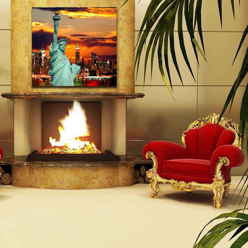 Pitaara Box The Statue Of Liberty & New York City Skyline, Usa | Peel & Stick Vinyl Wall Sticker For Bedroom & Living Room | 19.