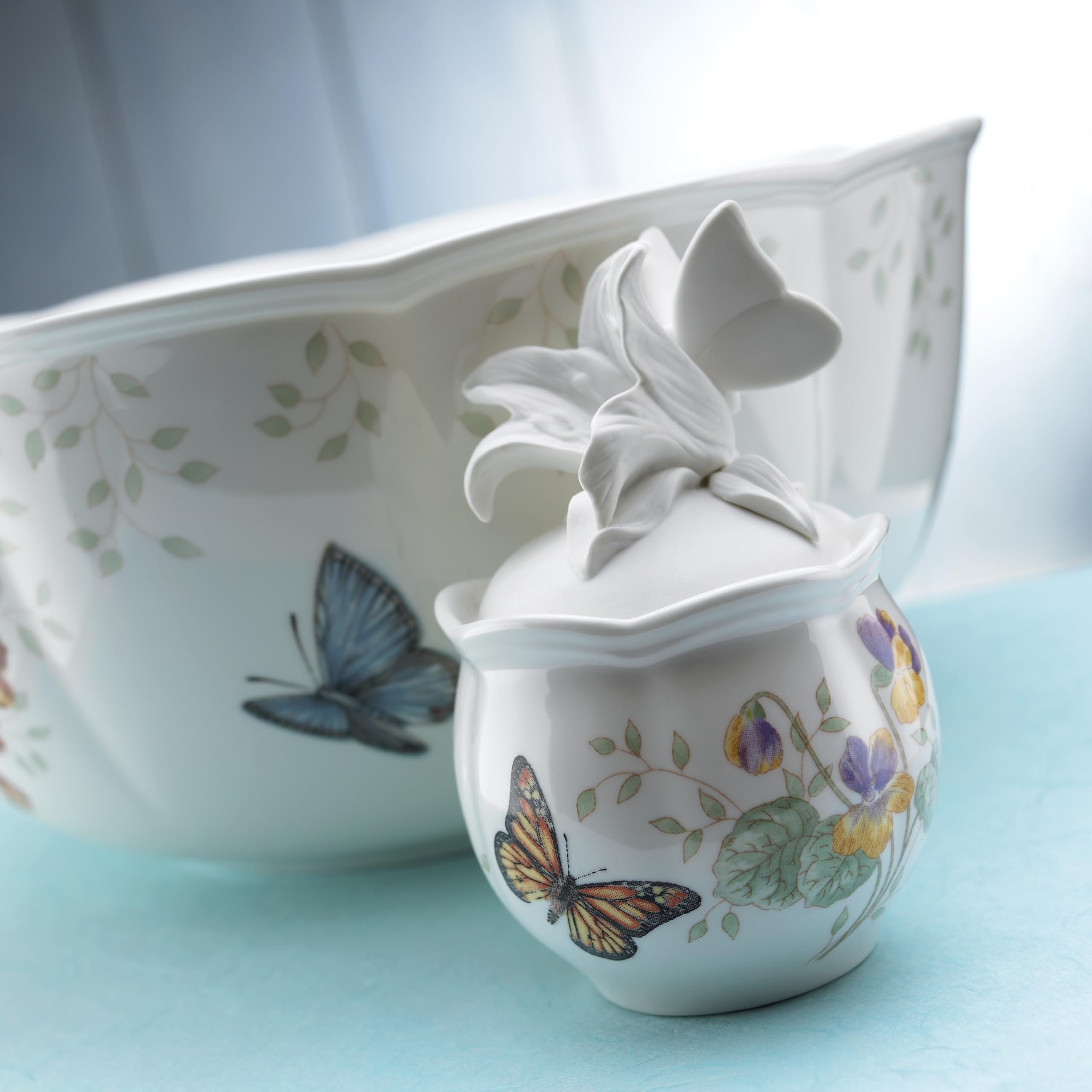 Lenox Butterfly Meadow Salad Bowl & Servers, 4.10 Lb, Multi