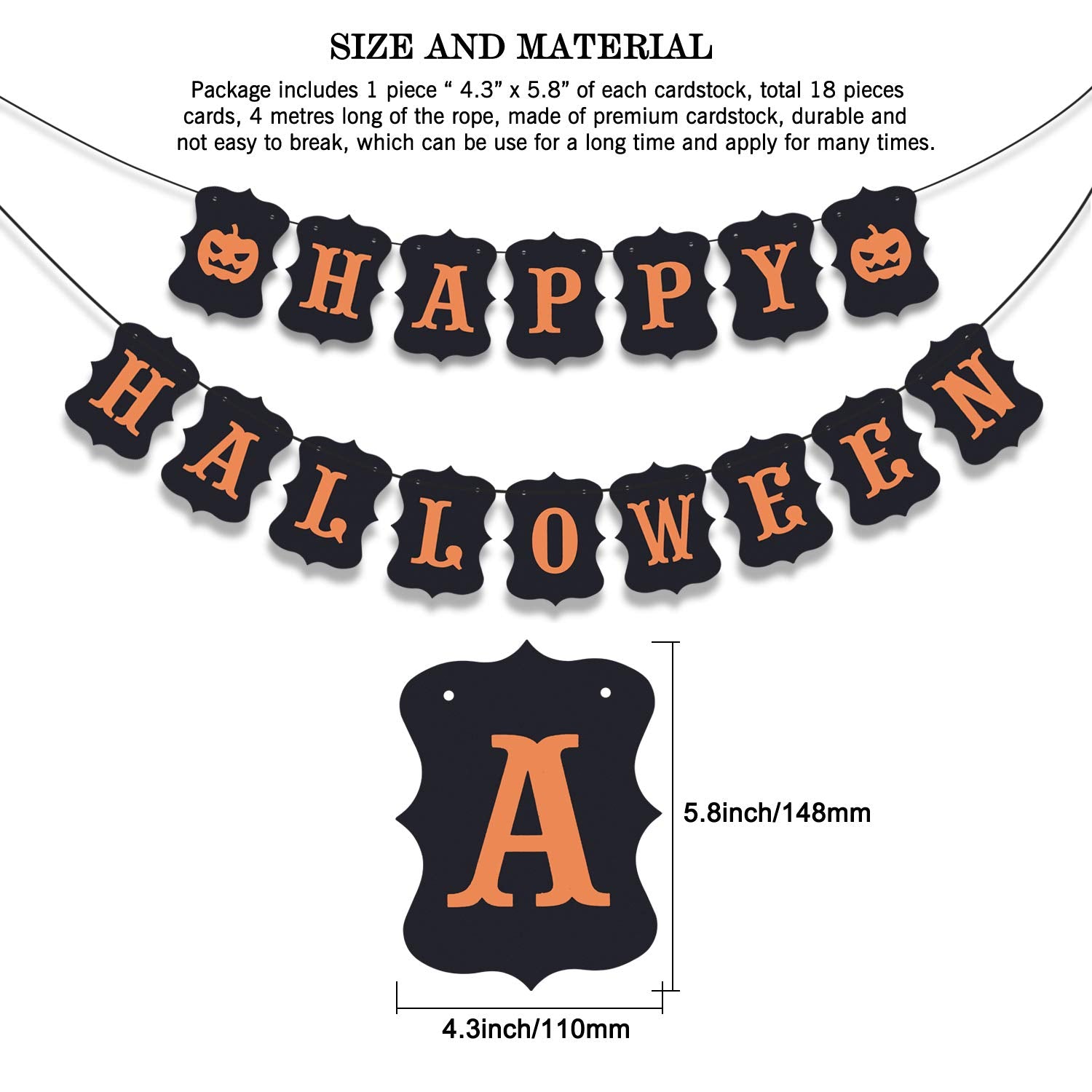Erkoon Happy Halloween Banner Bunting With Pumpkin Sign For Halloween Wall Decorations Party Supplies Home Hanging Photo Props
