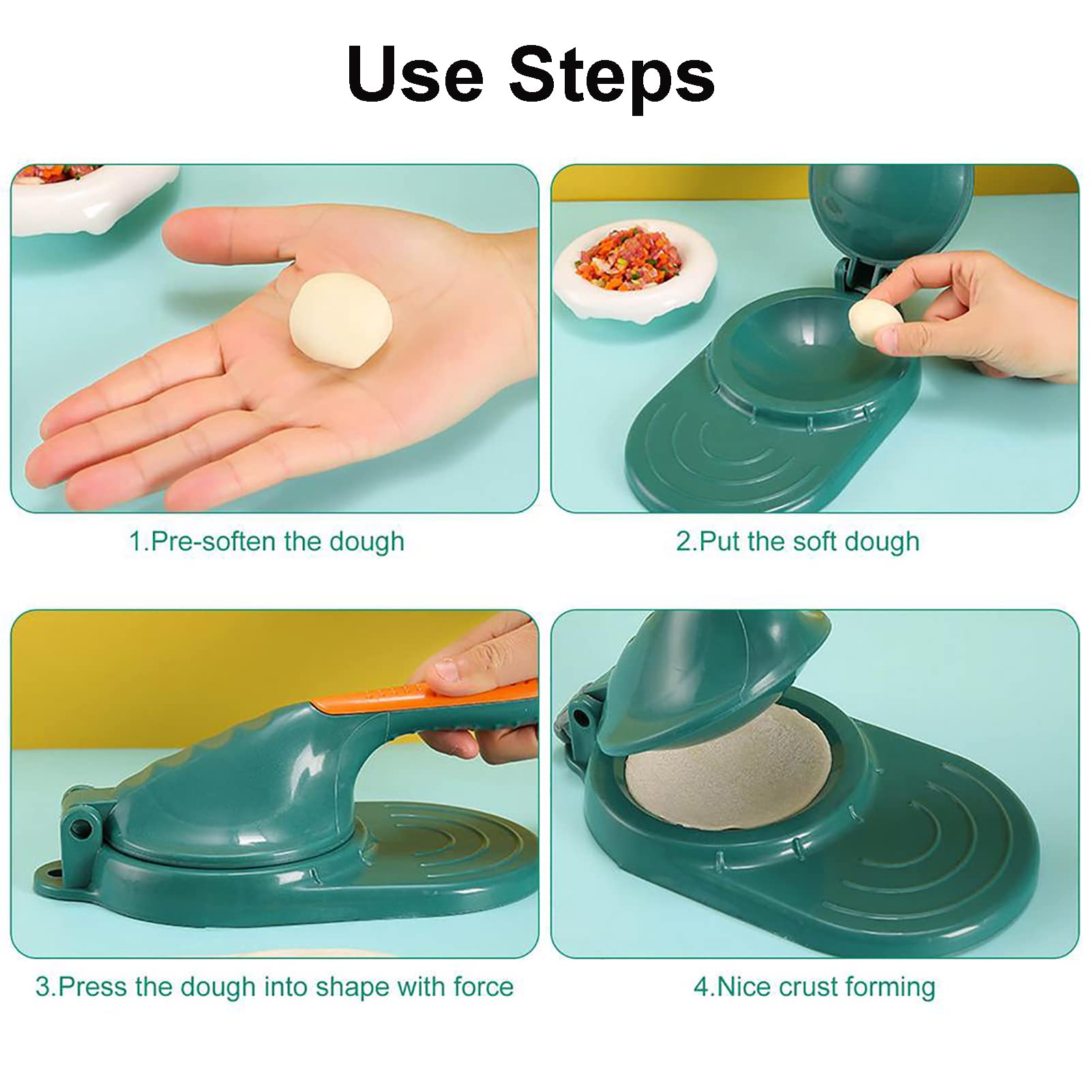 Dough Presser Dumpling Skin Maker With 3Pcs Dumpling Press Molds, Press Chinese Dumpling Skin Tool, Manual Dumpling Wrapper Pres