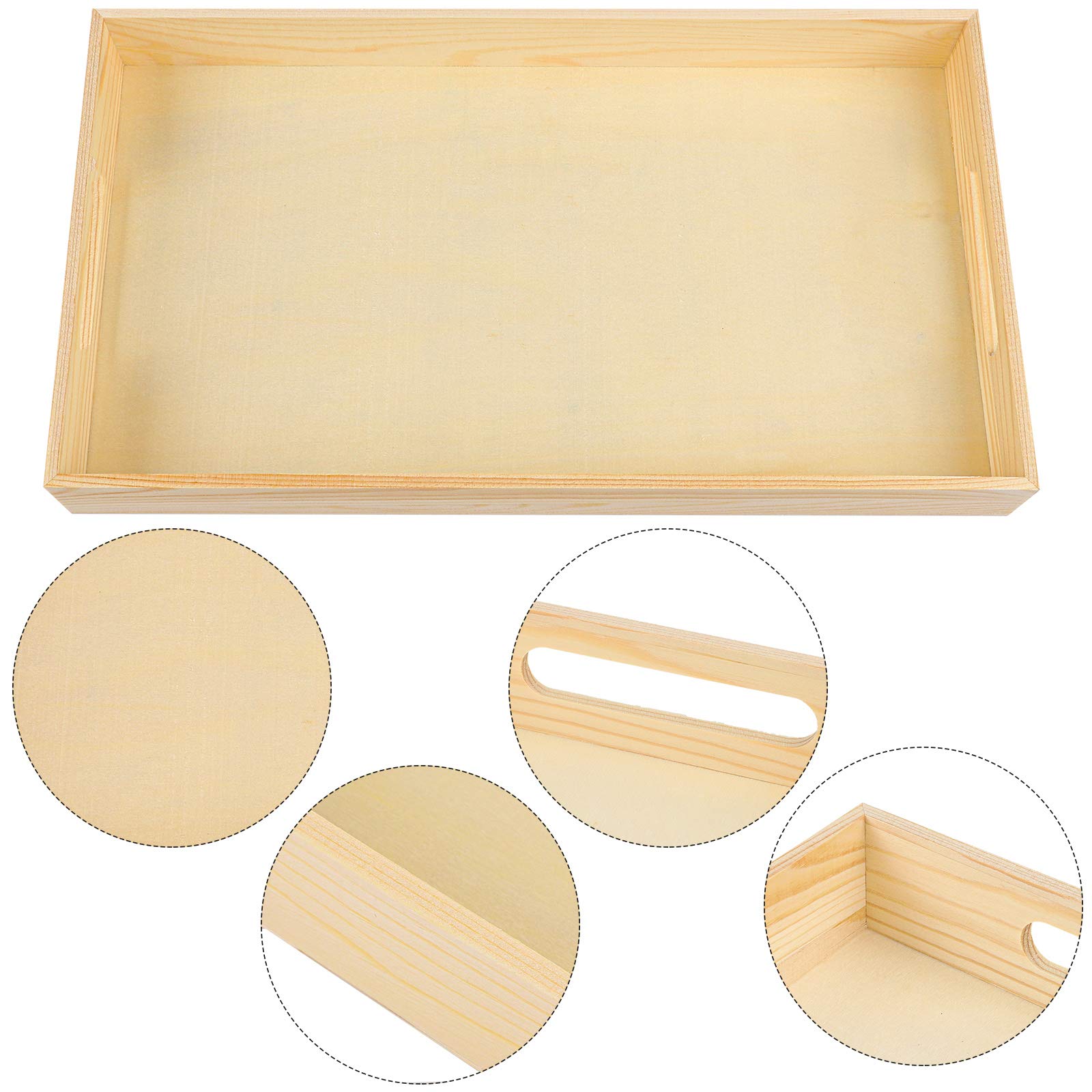 Aodaer 7 Pieces Wooden Nested Serving Trays Rectangular Shape Wood Trays Serving Trays With Handles For Kitchen Party Dinner Sna
