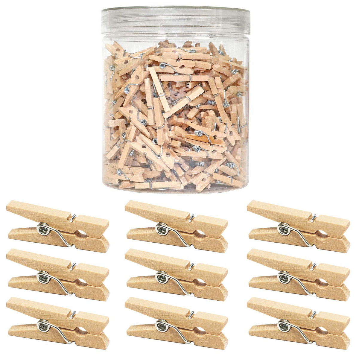 Mini Natural Wooden Clothespins, 320Pcs, 1 Inch Photo Paper Peg Pin Craft Clips For Scrapbooking, Arts & Crafts, Hanging Photos