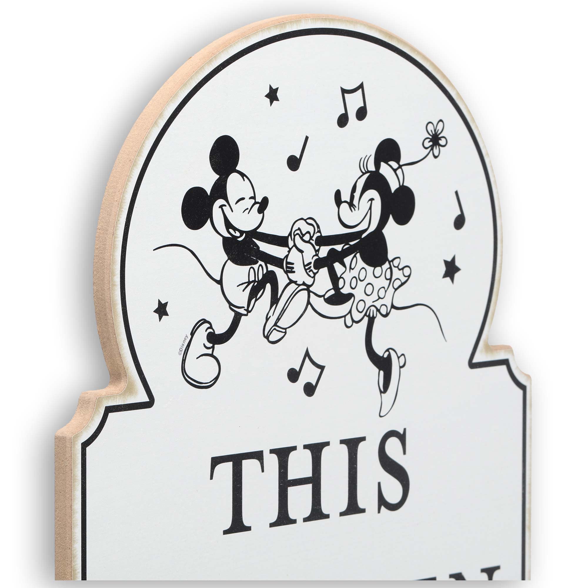 Open Road Brands Disney Mickey and Minnie Mouse This Kitchen Is for Dancing Wood Wall Decor - Cute Mickey Mouse Kitchen Wall Art