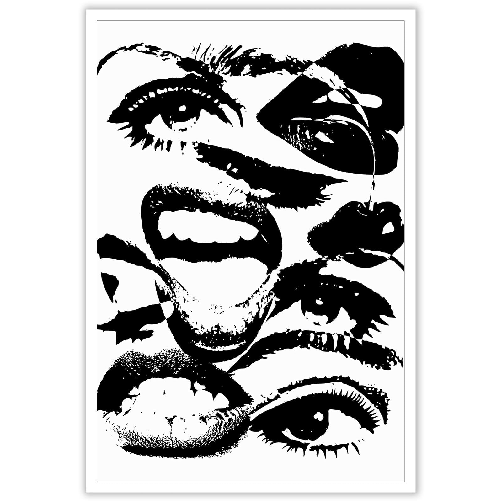 Dfaiuy Black And White Quirky Abstract Wall Art Retro Downtown Girl Posters Trendy Weird Eyes Lips Canvas Prints Preppy Aestheti