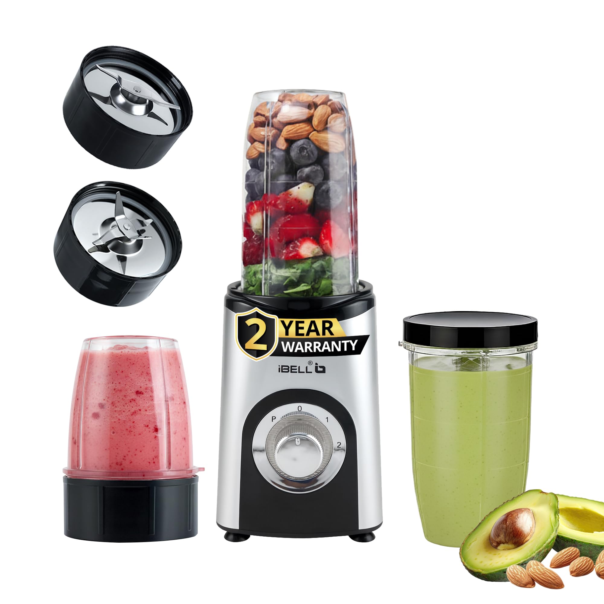 Ibell 600W Nutri Blender - 24,000 Rpm High-Speed Mixer Grinder & Juicer With 3 Multipurpose Jars, 3 Smart Modes & Stainless Stee