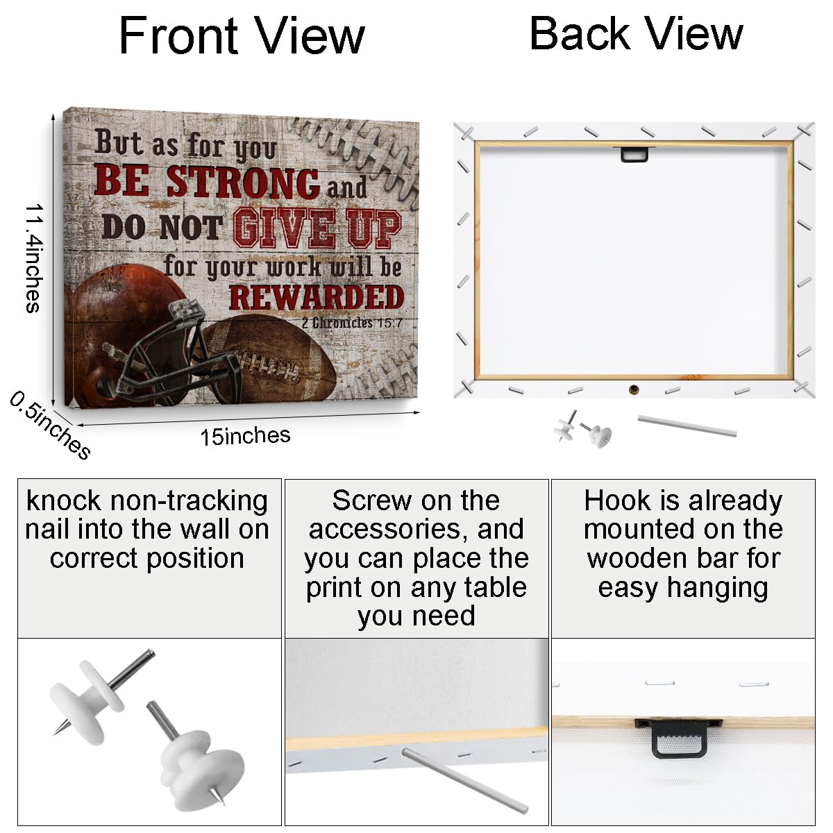 Football Gifts Stuff Religious Football Canvas Wall Art Wall Decor Inspirational Boys Men Room Rustic Framed Posters Art Prints