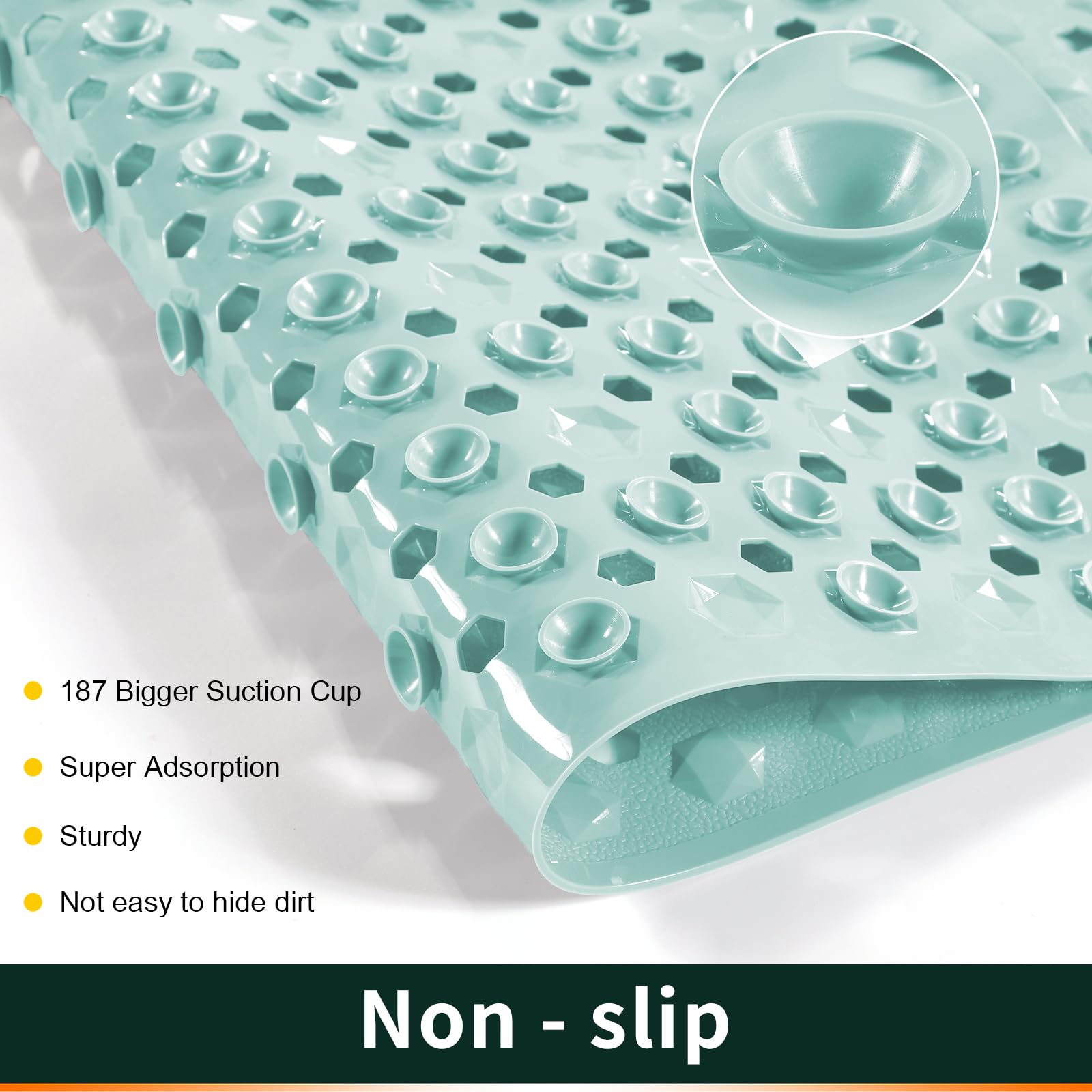 Yimobra Bathtub Shower Mat 27.5 X 15.5, Non Slip Bath Mats For Tub Floor With Drain Hole And Suction Cups, Soft On Feet, Machine