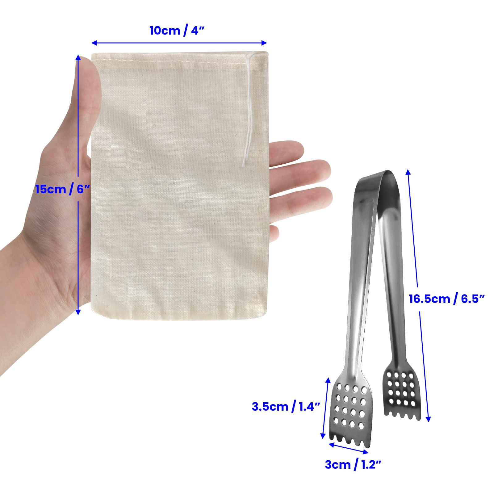 Snail Garden 55Pack Reusable Drawstring Bags For Cooking, Soup Gravy Broth Stew Bags With 1 Squeezer Tong, Cheesecloth Spice Bag
