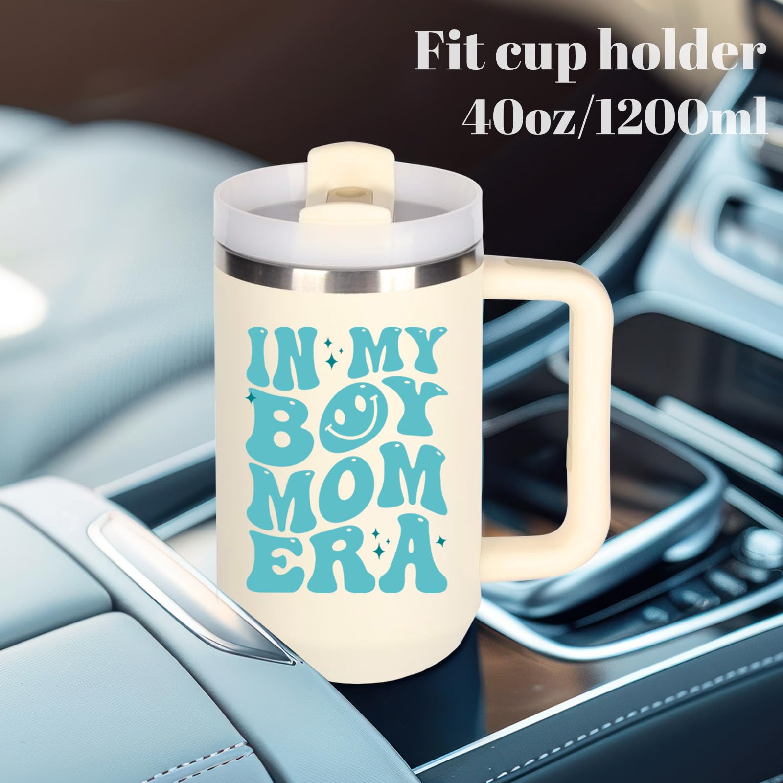 Boy Mom Cup Tumblers Gifts.40oz In My Boy Mom Era Tumbler with Handle.40oz Birthday Christmas Mothers Day Gifts for boy mom.