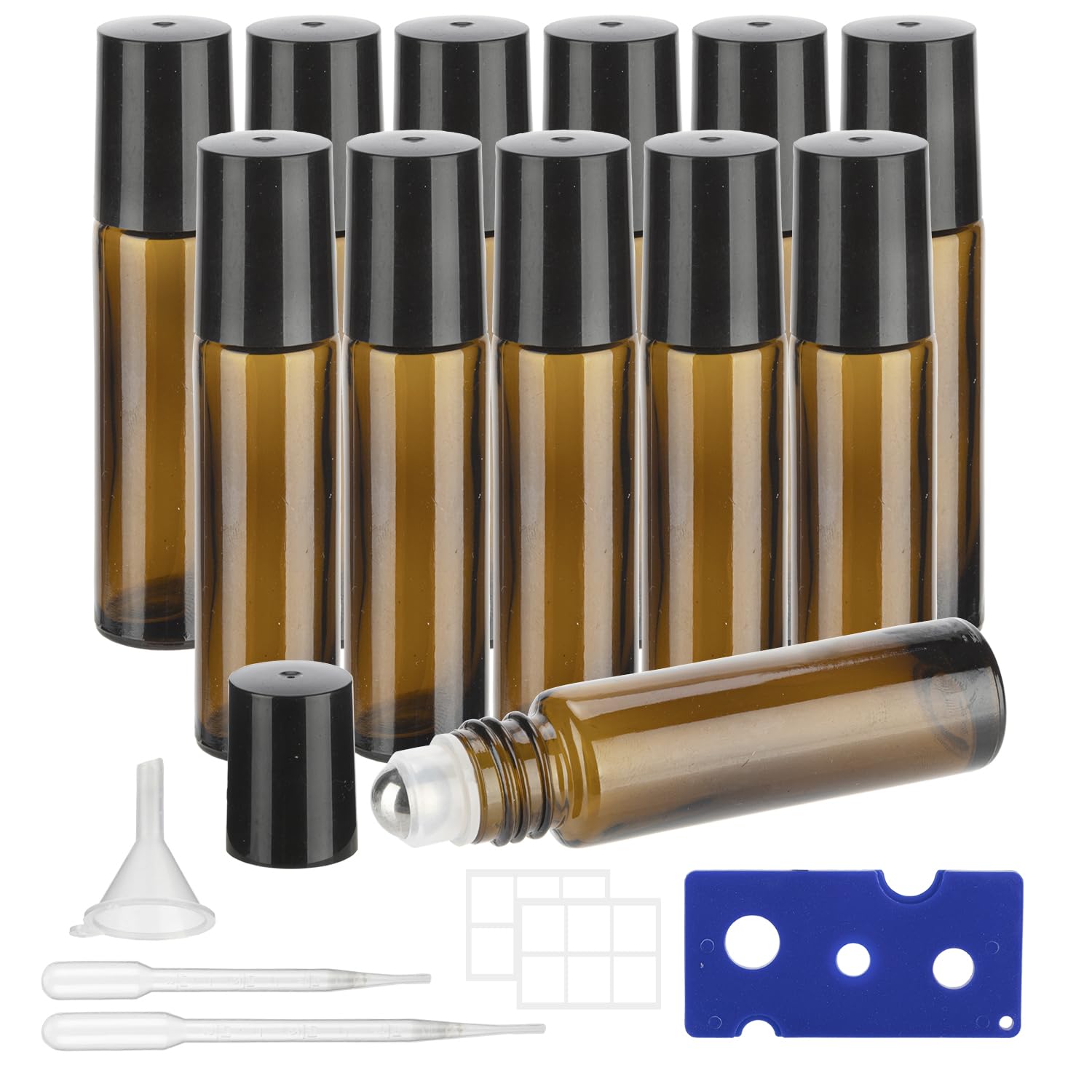 Givitasot 10Ml Essential Oil Roller Bottles, 12 Pack Amber Oil Roller Bottles For Essential Oils, Roll On Bottles With Stainless
