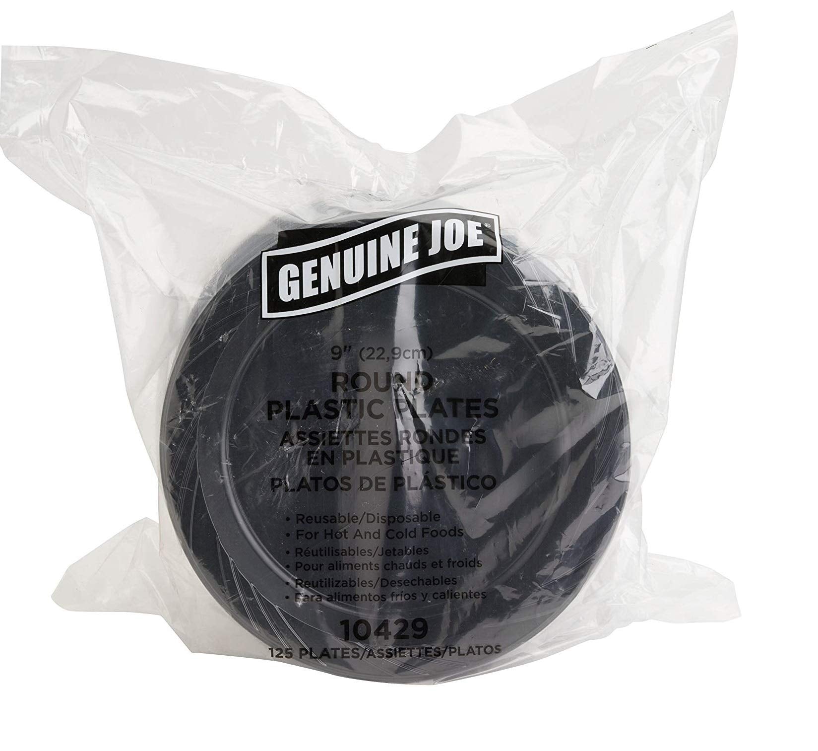 Genuine Joe 10429 Plastic Plates Round 9-Inch Plate 125/Pk Black