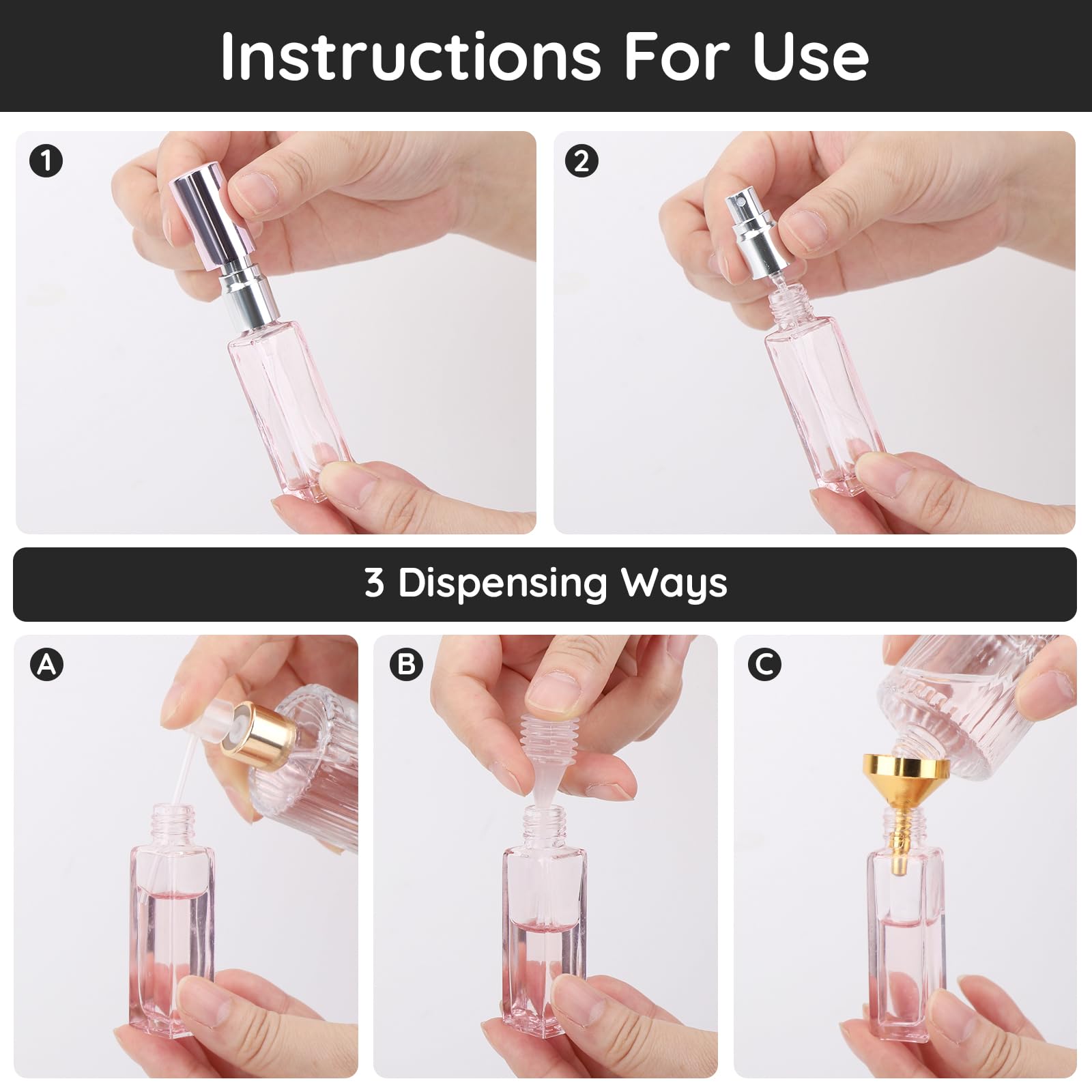 Segbeauty Mini Perfume Refillable Bottle, 6 Pack 10Ml Cologne Travel Bottle Set, Empty Glass Perfume Atomizer With Gift Box Port