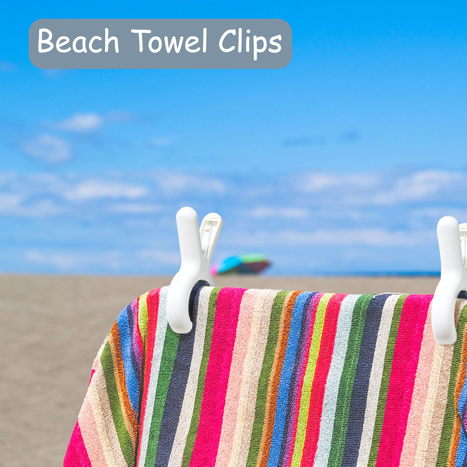 12 Pack Beach Towel Clips With Strong Anti-Rust Springs,Heavy Duty Towel Clips,Plastic Laundry Clothes Pins To Keep Your Towel,