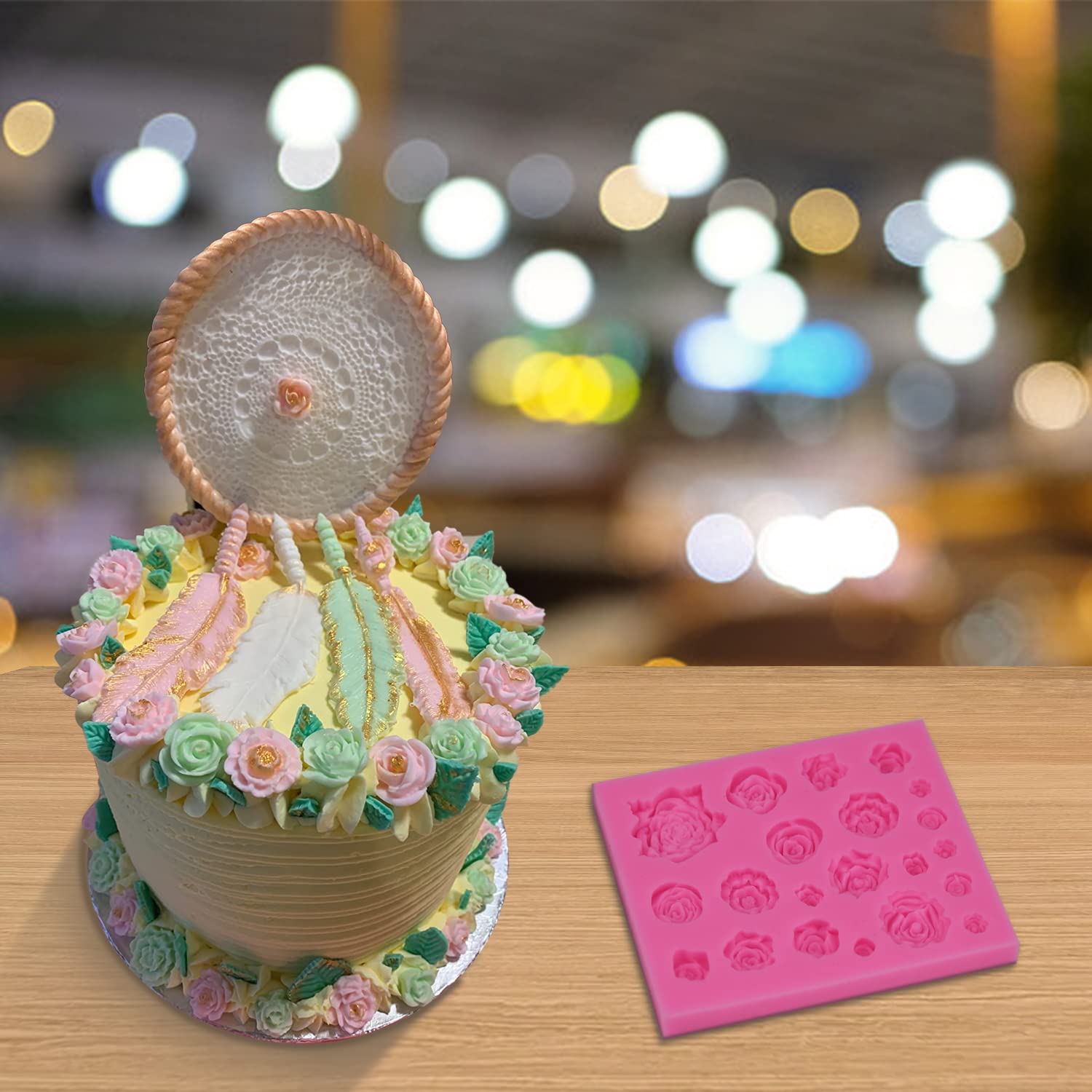 Sienon 33 Cavity Rose Flowers And Leaves Fondant Candy Silicone Molds For Sugarcraft, Cupcake Toppers, Soap, Polymer Clay,Crafti