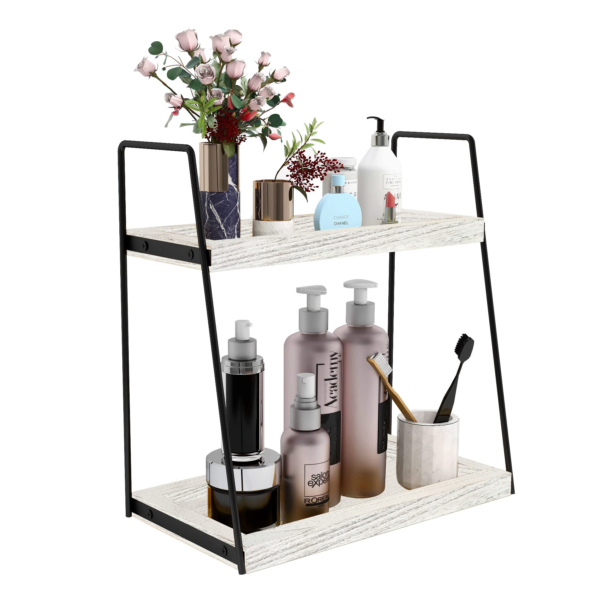 Dorhors 2 Tier Bathroom Storage Organizer,Vanity Trays For Bathroom Counter,Wood Counter Standing Rack For Bathroom,Dresser,Kitc