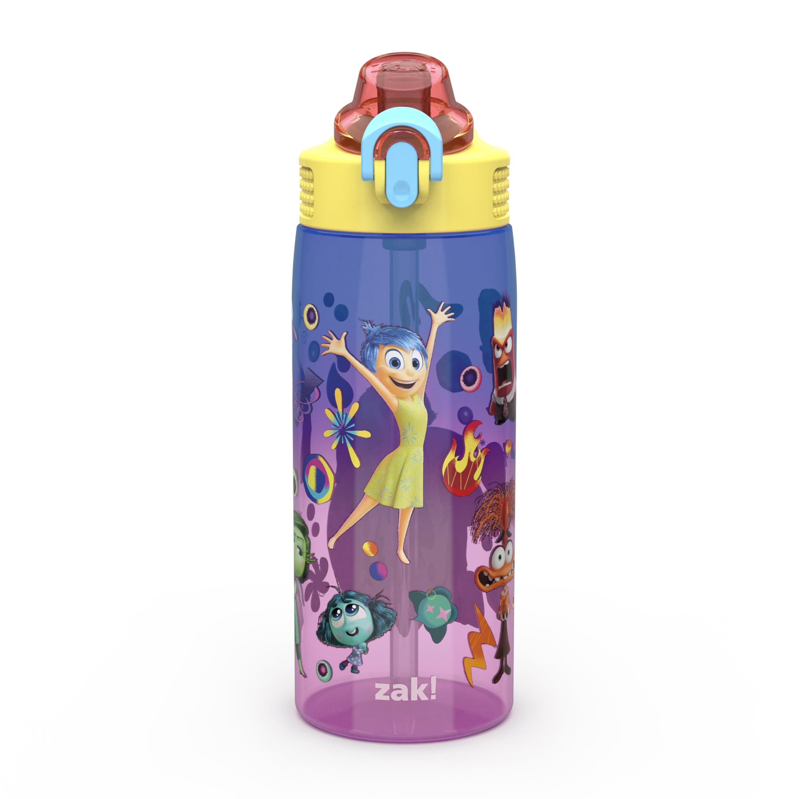 Zak Designs Disney and Pixar Inside Out 2 Sage Water Bottle For School or Travel, 25oz Durable Plastic Water Bottle With Straw, 