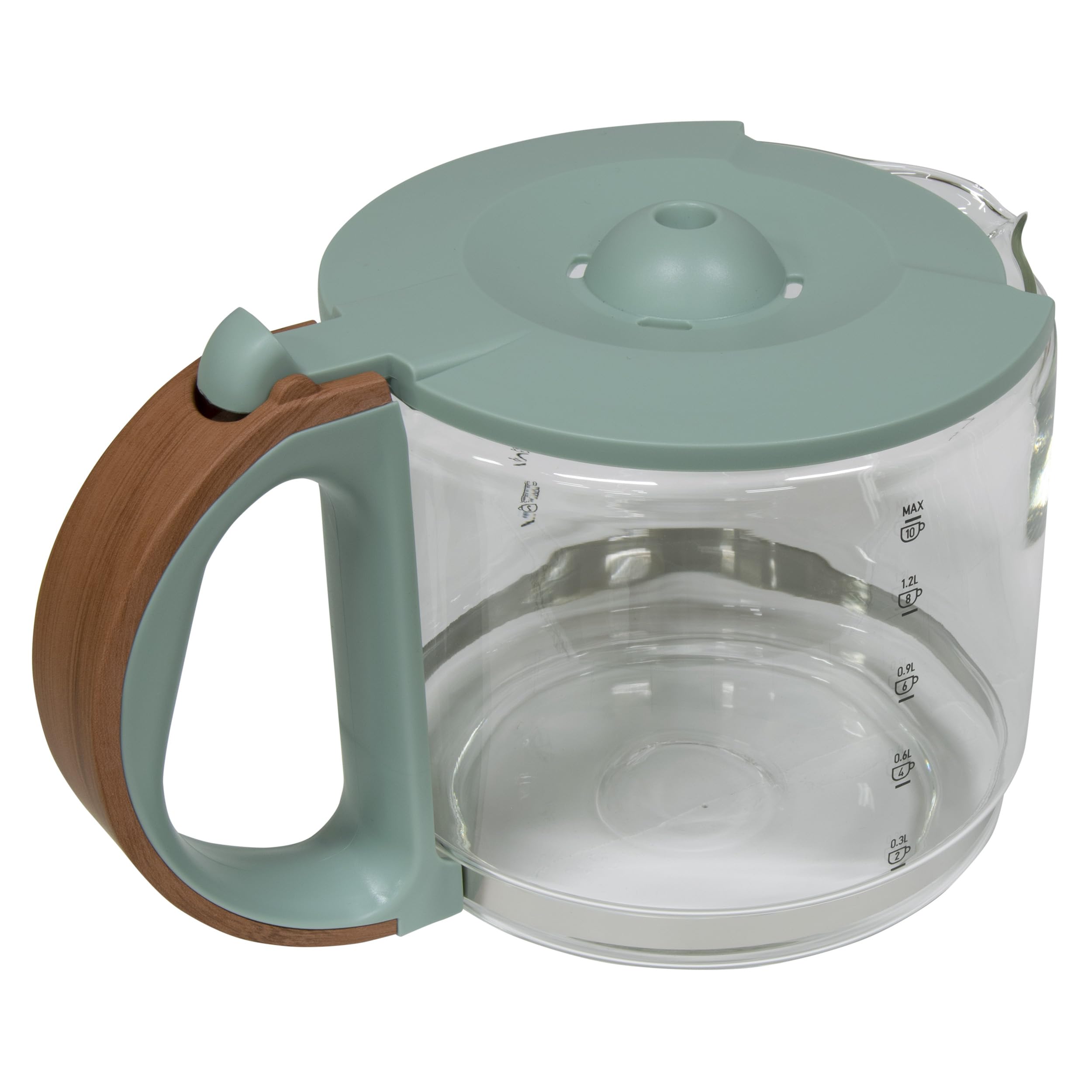 10-Cup Replacement Glass Carafe Pot with Lid for Dorchester Coffee Maker, Silt