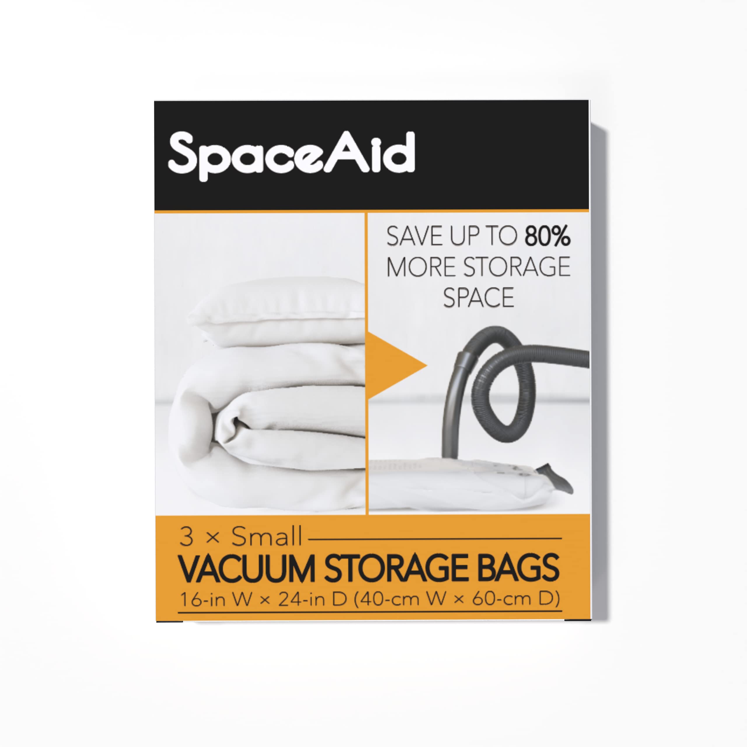 Spaceaid Vacuum Storage Bags, Space Saver Sealer Compression Bags For Comforters, Blankets, Pillows, Bedding, Clothes (Small 3 P