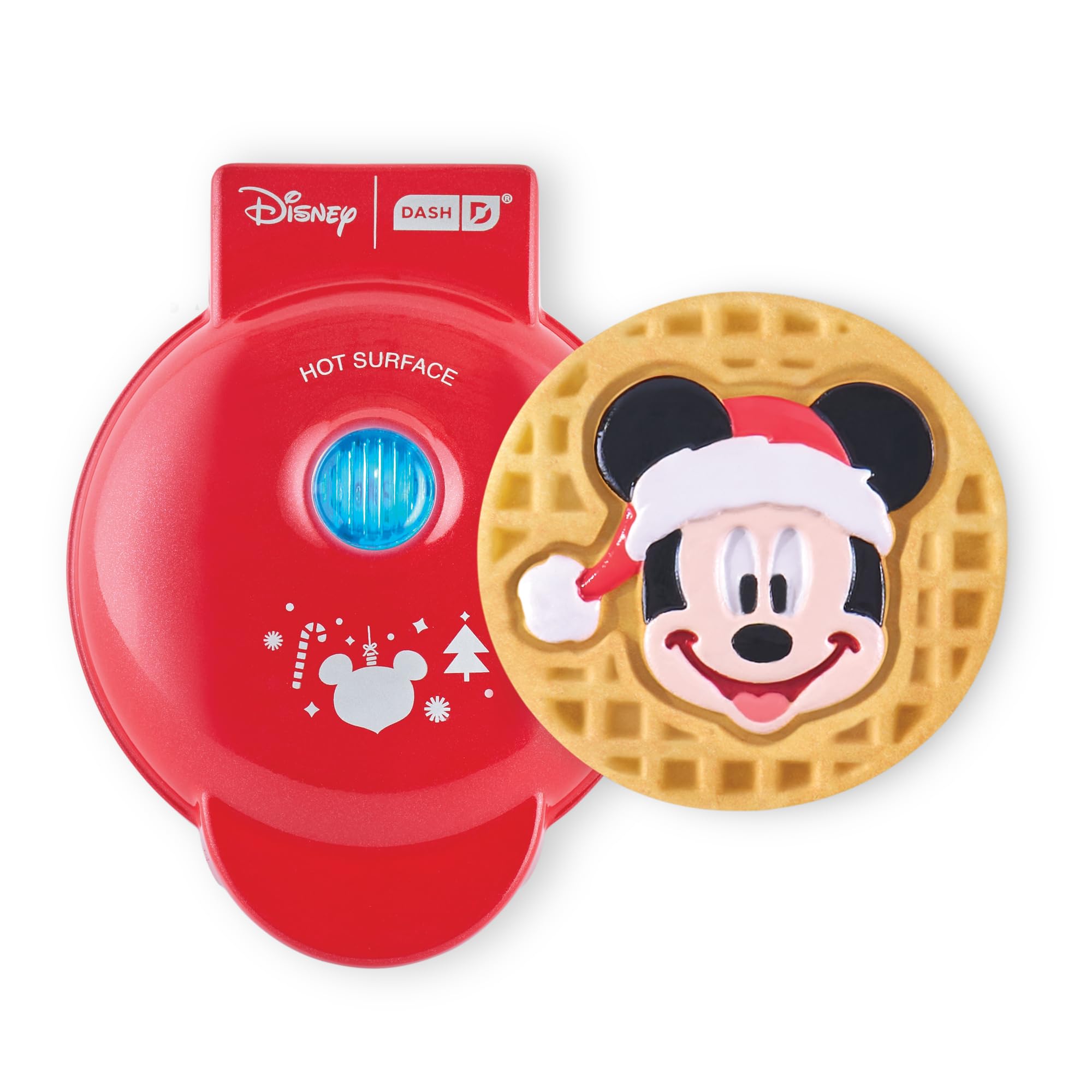 Disney Dash Mickey Mouse Santa Mini Waffle Maker - Electric Waffle Maker for Creative, Homemade Treats - Features Built-In Cord 