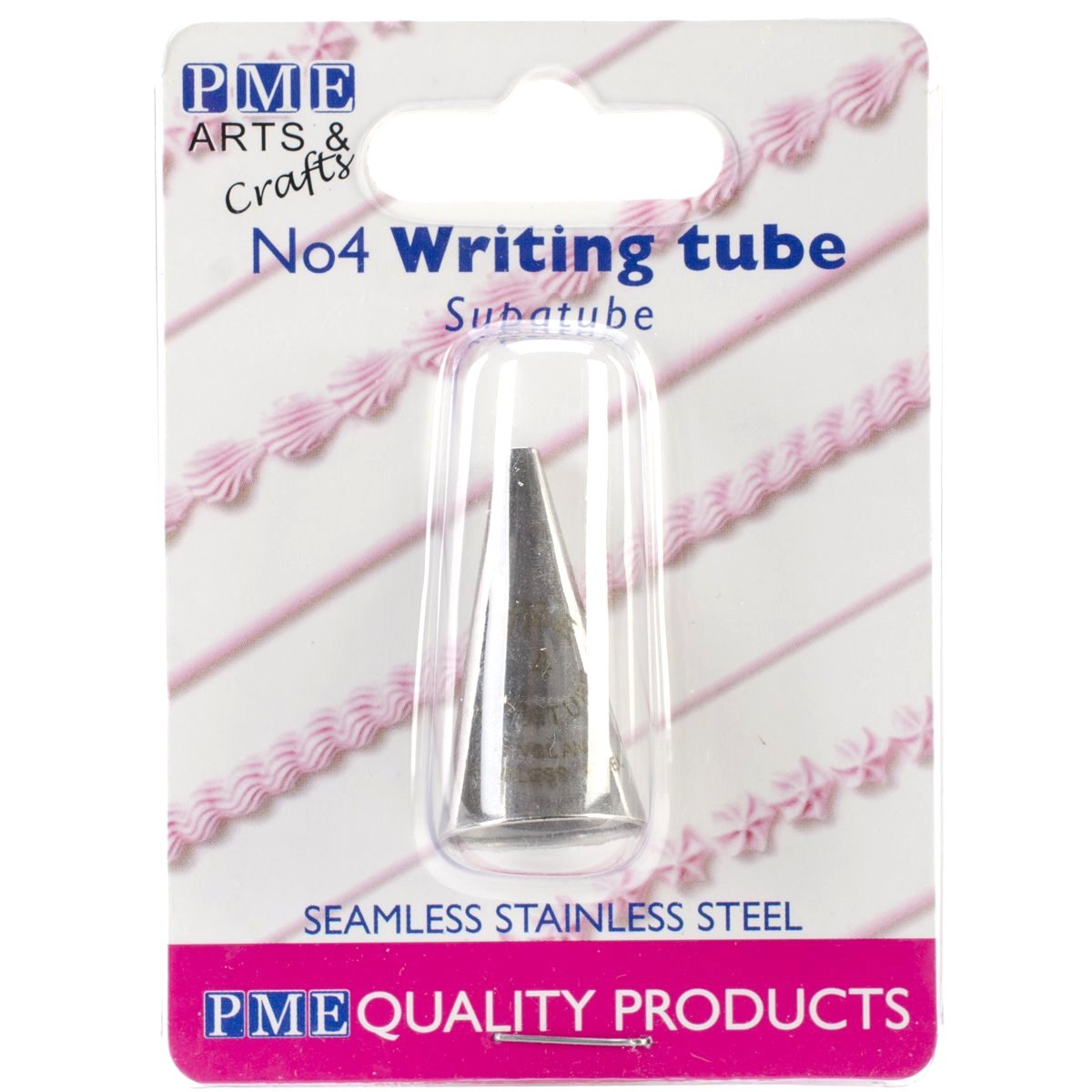 Pme Seamless Stainless Steel Supatube Decorating Tip, Writer, No. 4