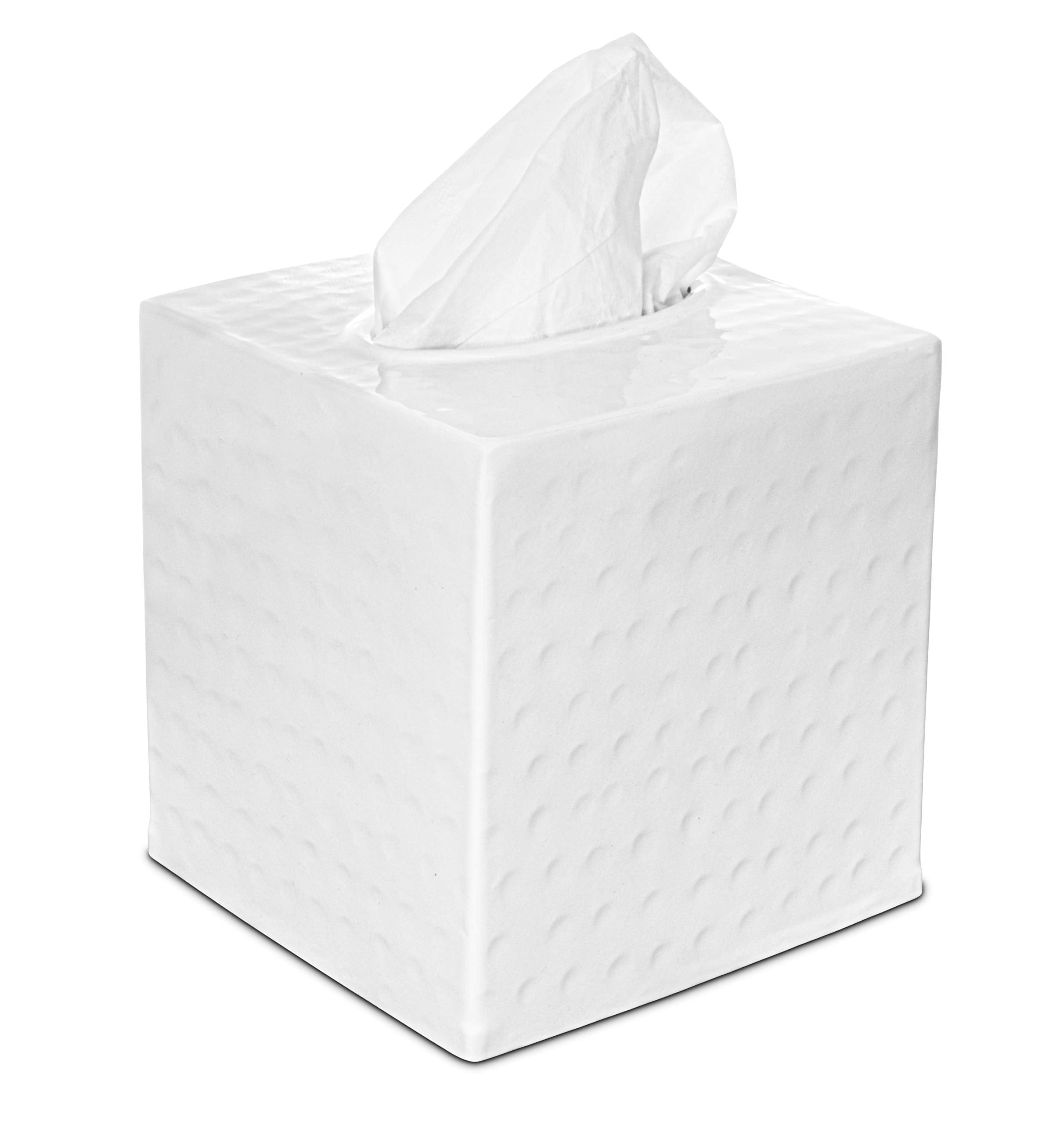 Monarch Abode 19027 Hand Hammered Tissue Box Square Cover Holder And Dispenser, Metal Dresser Accessories For Home And Office Ba