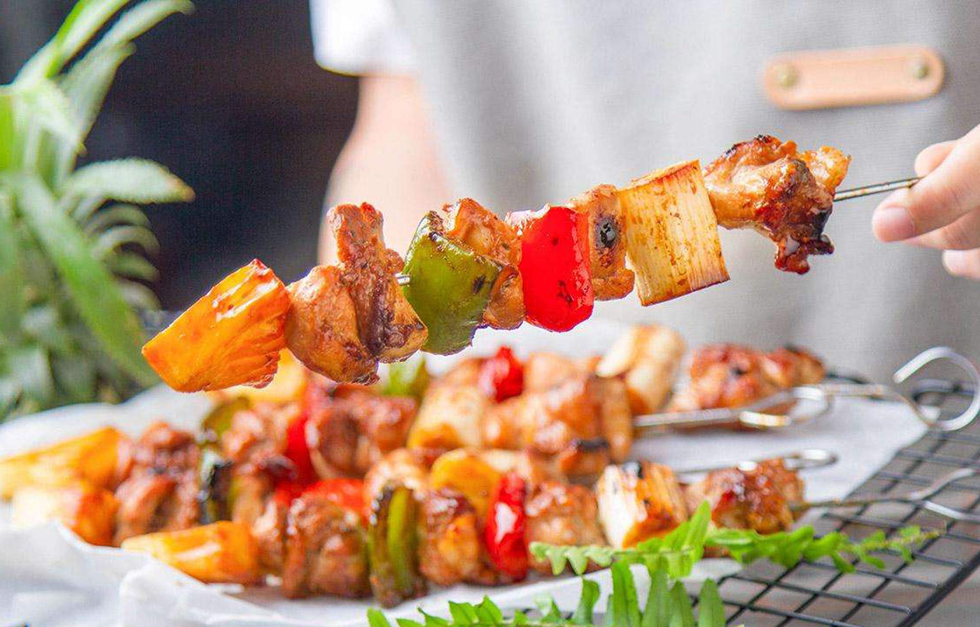 Honshen 8 Inch Stainless Steel Skewers,Roast Goose Needle Barbecue Skewers, Bbq Skewers, Shish Kebab Kabob Skewers 12 Pcs
