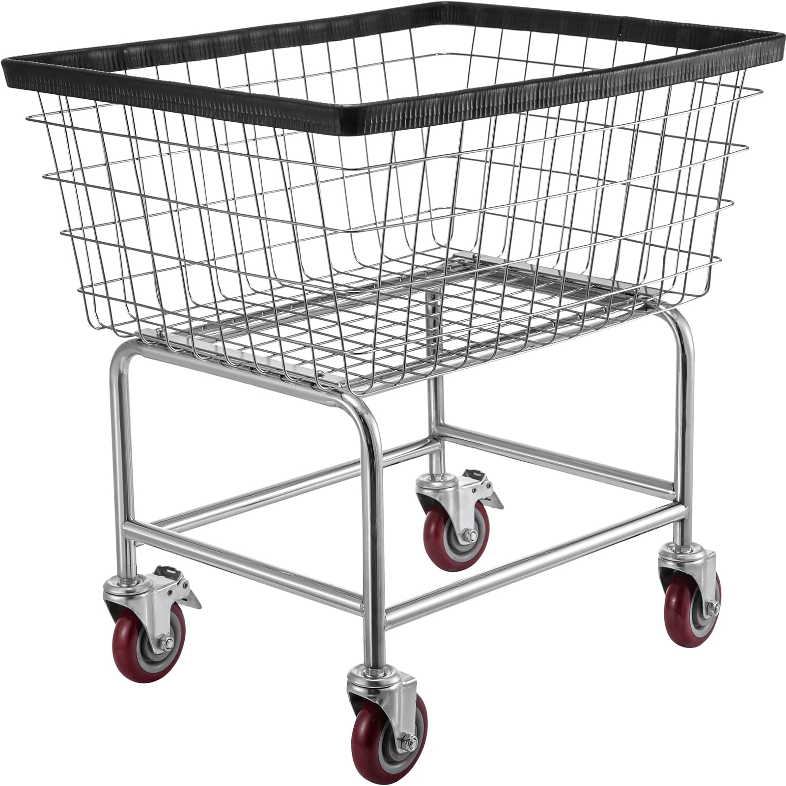 Vevor Wire Laundry Cart, 2.5 Bushel Wire Laundry Basket With Wheels, 20''X15.7''X26'' Commercial Wire Laundry Basket Cart, Steel
