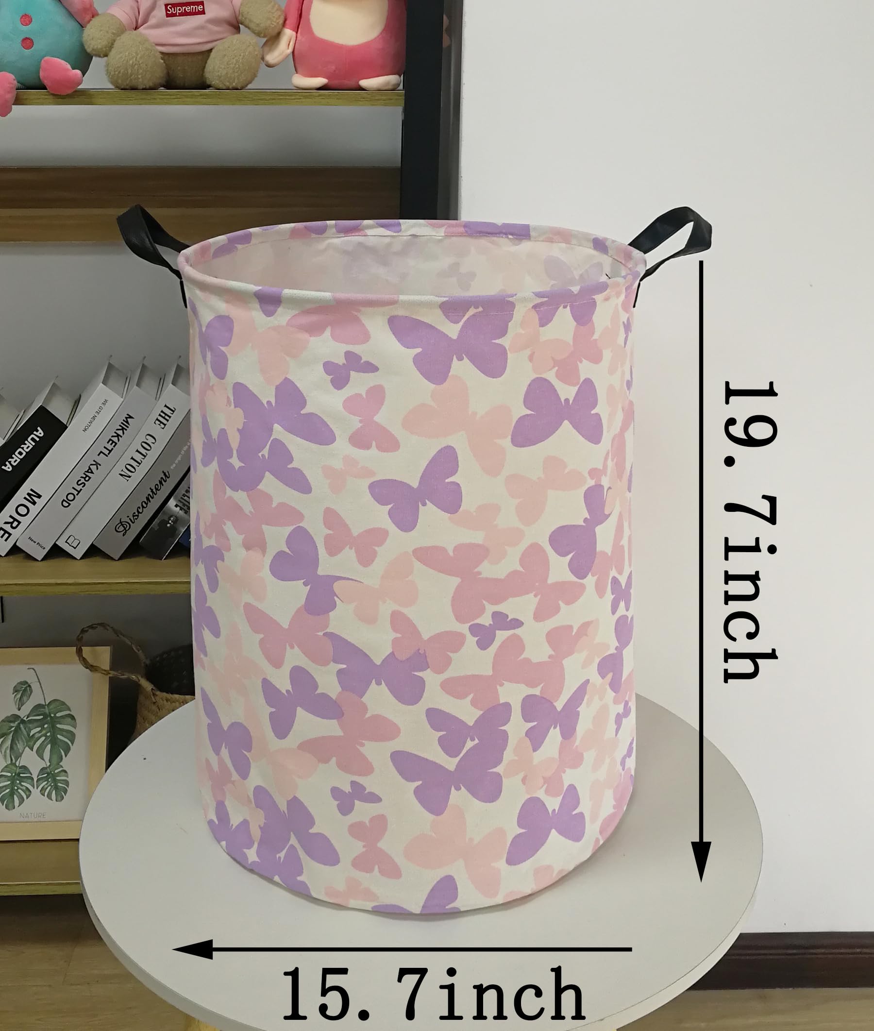 Acmuuni Butterfly Storage Basket Canvas Laundry Basket Foldable Waterproof Large Storage Baskets For Kids Boys And Girls, Office