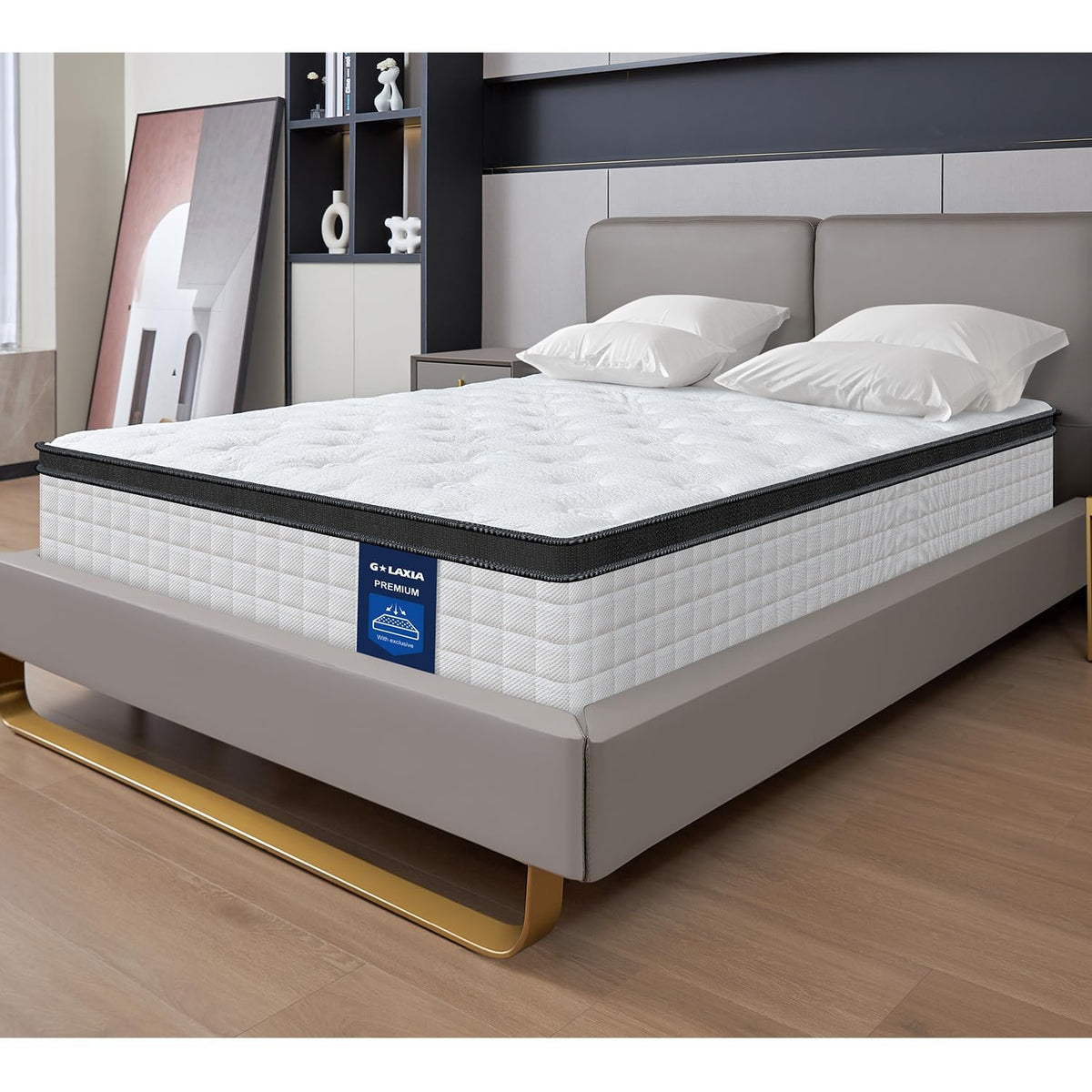 G Laxia 12 Inch White Twin Spring Mattress,Medium Firm With Gel Memory Foam,Individually Pocketed Coil,Fiberglass-Free Fire Reta