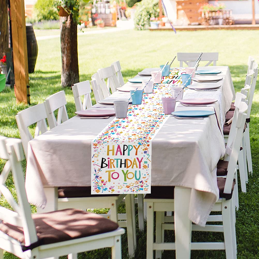 Happy Birthday Table Runner,Spring Summer Holiday Dining Table Runners For Home Party D  Cor 13X90 Inch