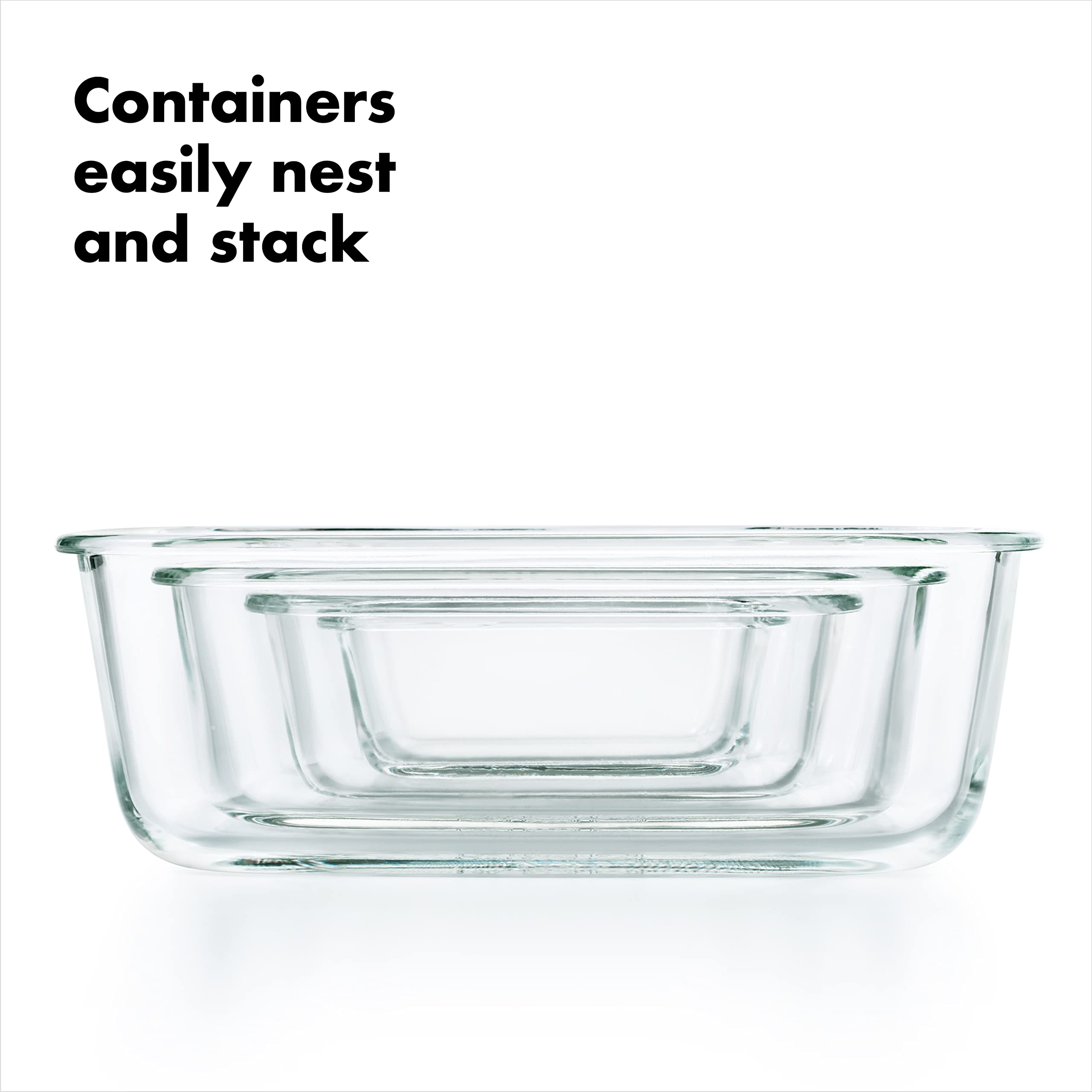 Oxo Good Grips 3.5 Cup Smart Seal Glass Rectangle Food Storage Container, Clear