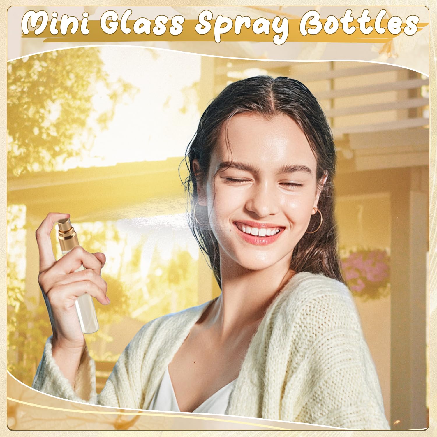 Bosmiow 25Pcs 15Ml Clear Glass Perfume Sample Vials With Golden Pump Head,Mini Empty Fine Mist Atomizer,Portable Essential Oils