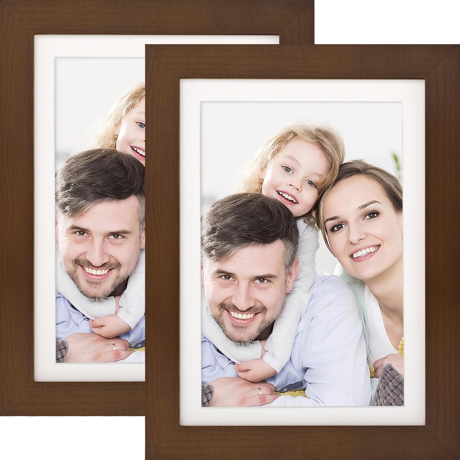 Picture Frames 5x7 2 Pack Made of Solid Wood Brown for Wall Mounting and Tabletop Display